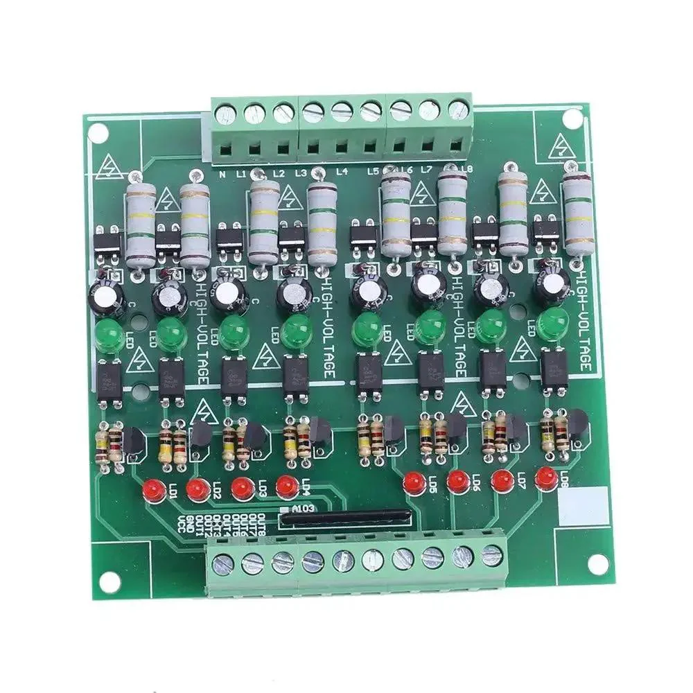 8 Channel Optocoupler Isolation Module For AC 110V And 220V NPN Low Level Output 8 Channel Input Output PLC Control Board DC 3V To 24V Load Voltage Safe Isolated Control For Reliable Signal Transfer - Image 2