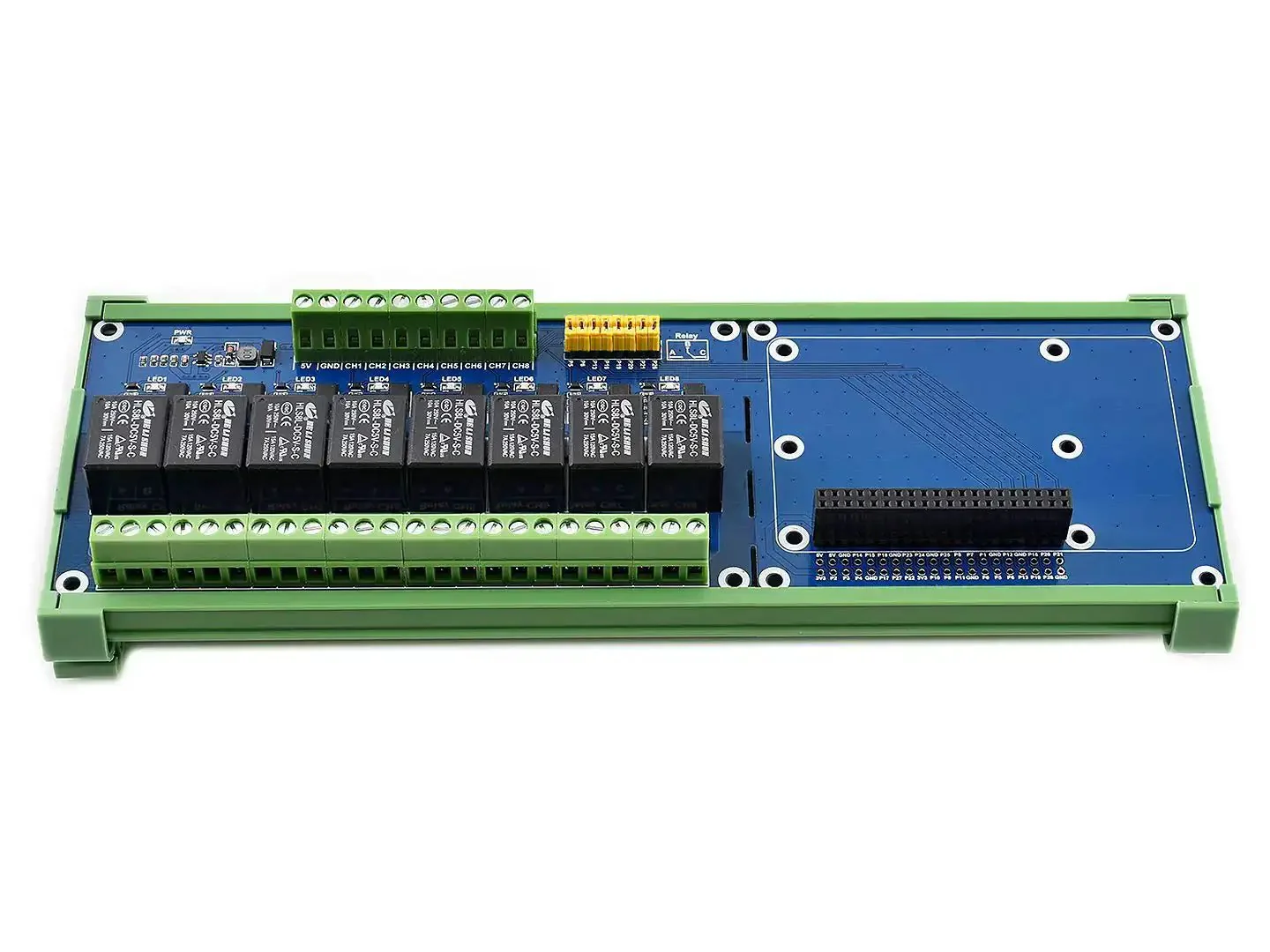 8 Channel Relay Expansion Board for Raspberry Pi and Jetson Nano 5V Power Supply GPIO Ready Controls High Voltage Home Appliances Up To 5A 250V AC with Photo Coupling Isolation and Rail Mount Case - Image 5