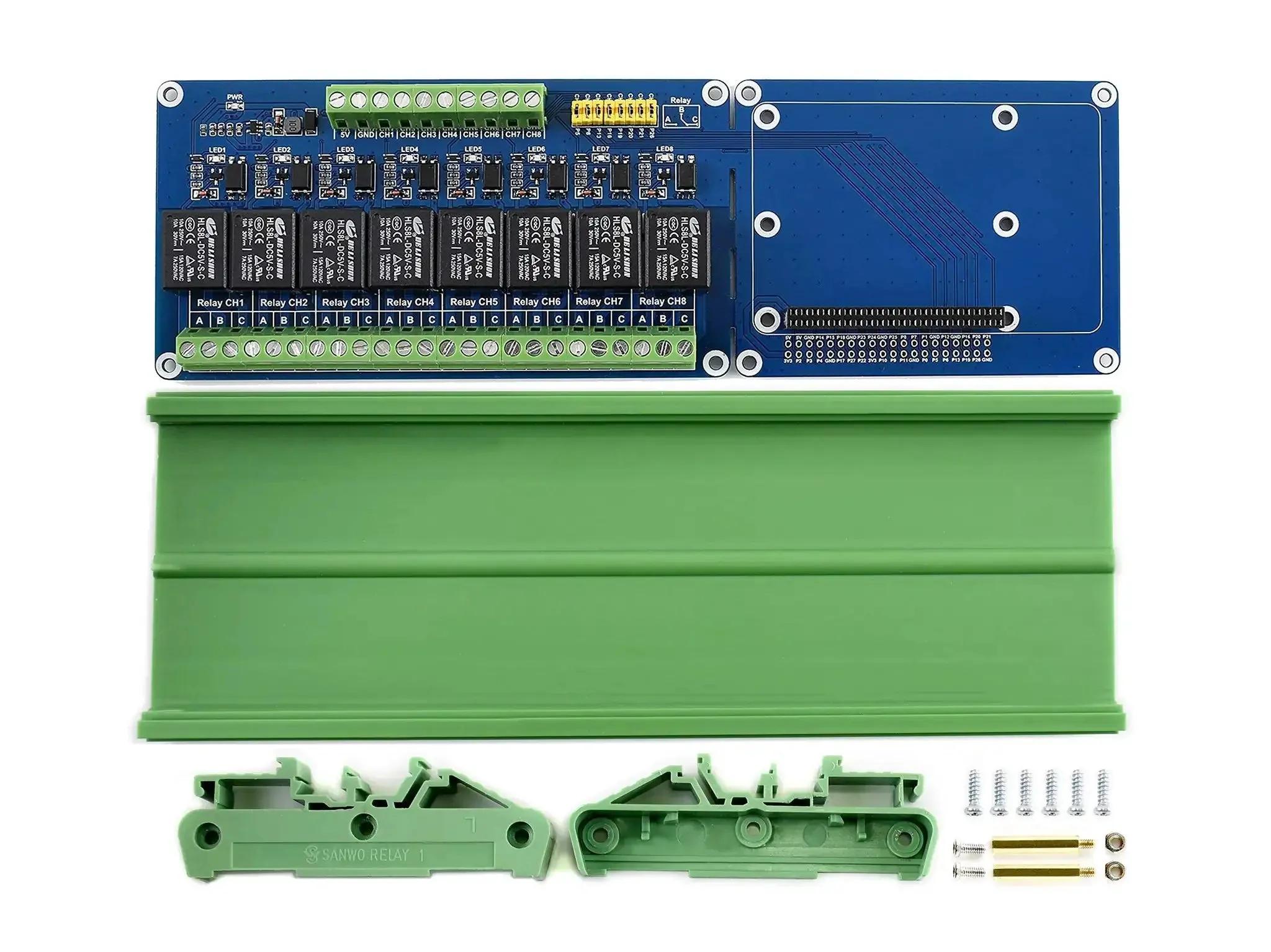 8 Channel Relay Expansion Board for Raspberry Pi and Jetson Nano 5V Power Supply GPIO Ready Controls High Voltage Home Appliances Up To 5A 250V AC with Photo Coupling Isolation and Rail Mount Case - Image 7