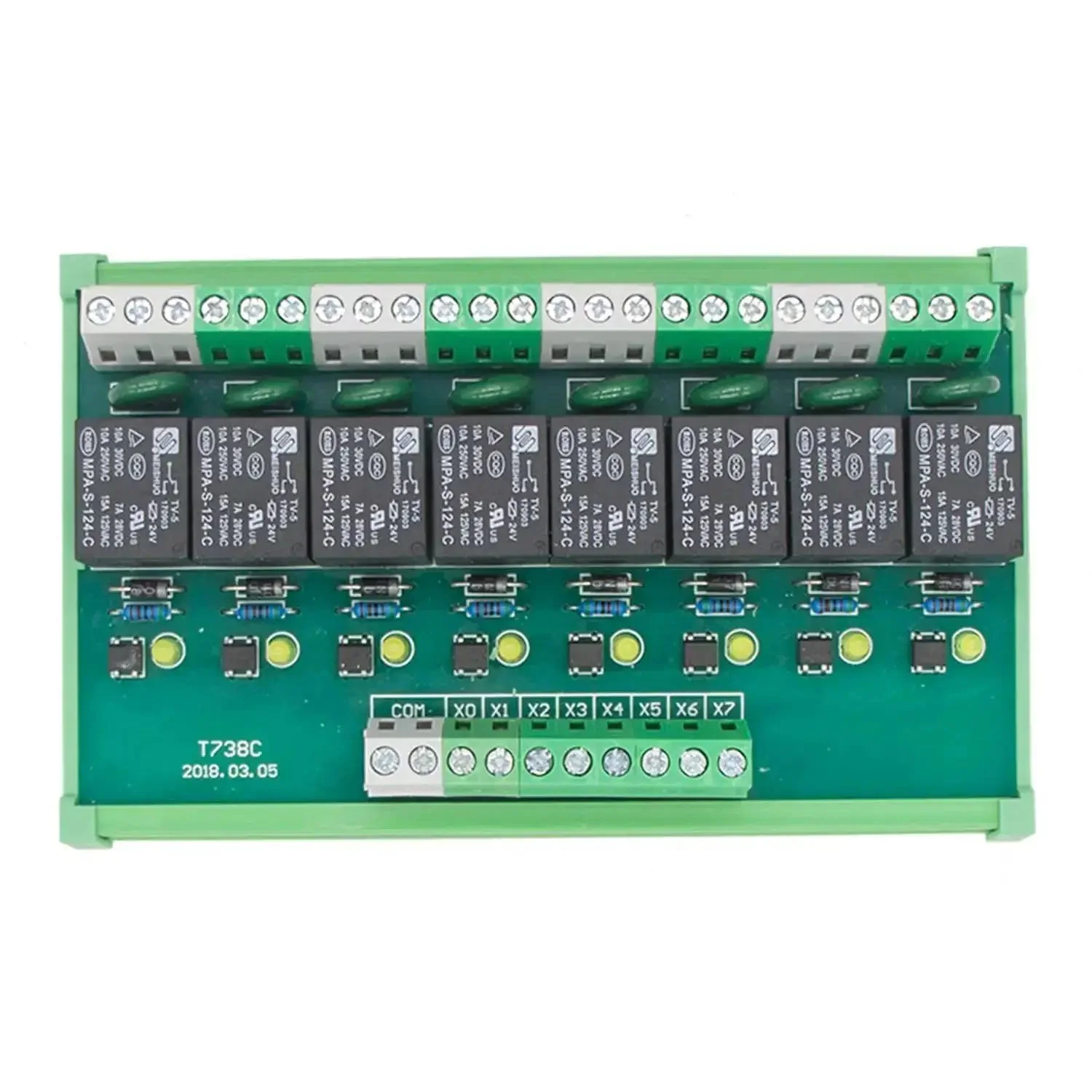 8 Channel Relay Module For AC DC 12V PLC Control Plug And Play DIN Rail Optional 10A 250V AC 30V DC Switching Screw Terminal NPN PNP Compatible UL TUV RoHS Compliant Sub Miniature Relay Board - Image 4