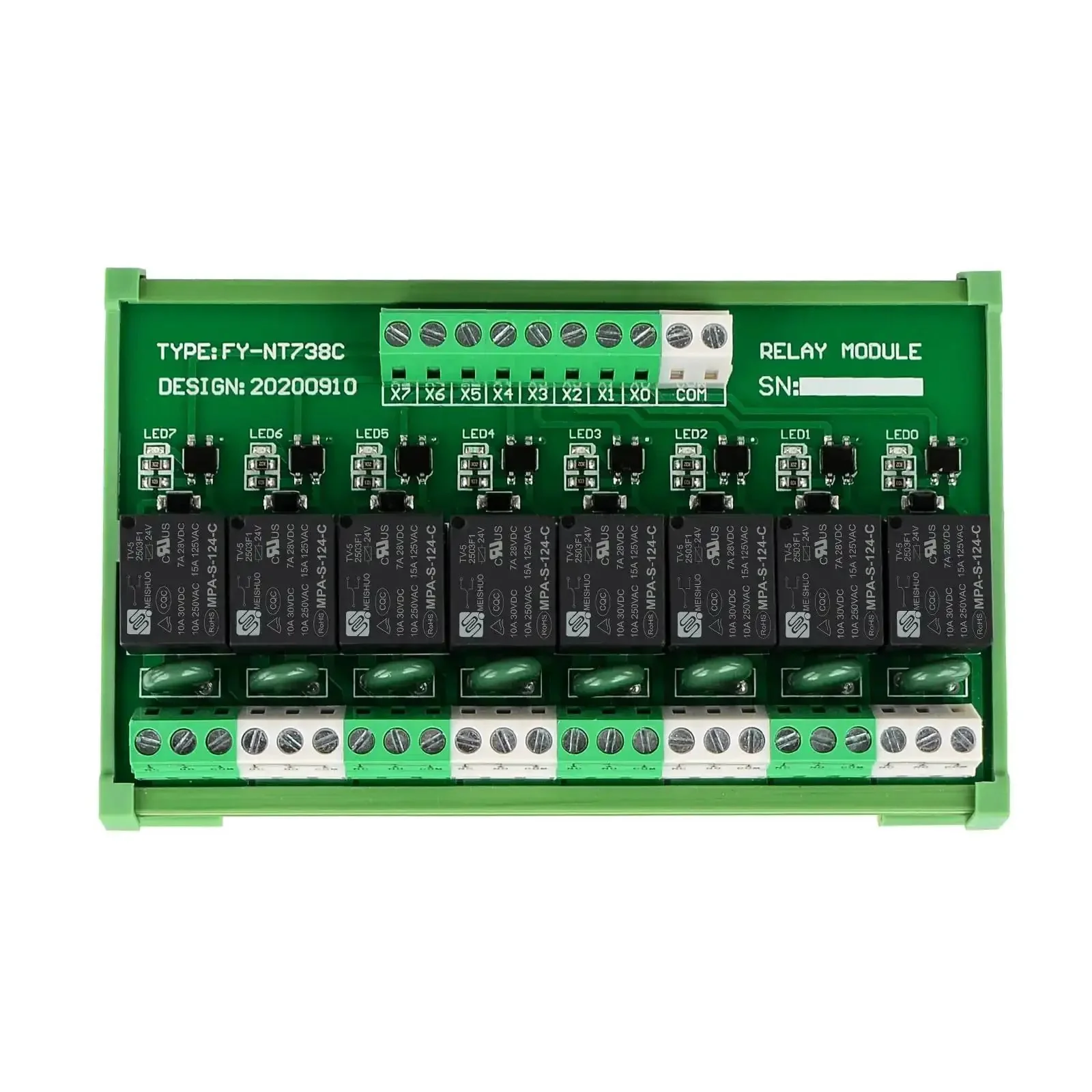 8 Channel SPDT DIN Rail Mount Relay Module 24V DC And AC Plug And Play Interface Board For PLC And Industrial Automation Heavy Duty Load Amplification And Control - Image 5