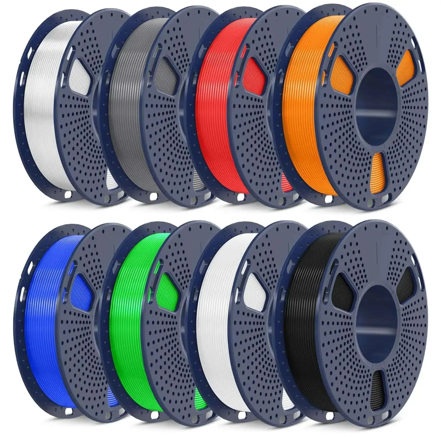 8 Color PLA Filament Bundle 1.75Mm 250G Spools, 3D Printing Neatly Wound, Vacuum Packed, Multicolor 2Kg Total, Black White Gray Transparent Red Blue Orange Green