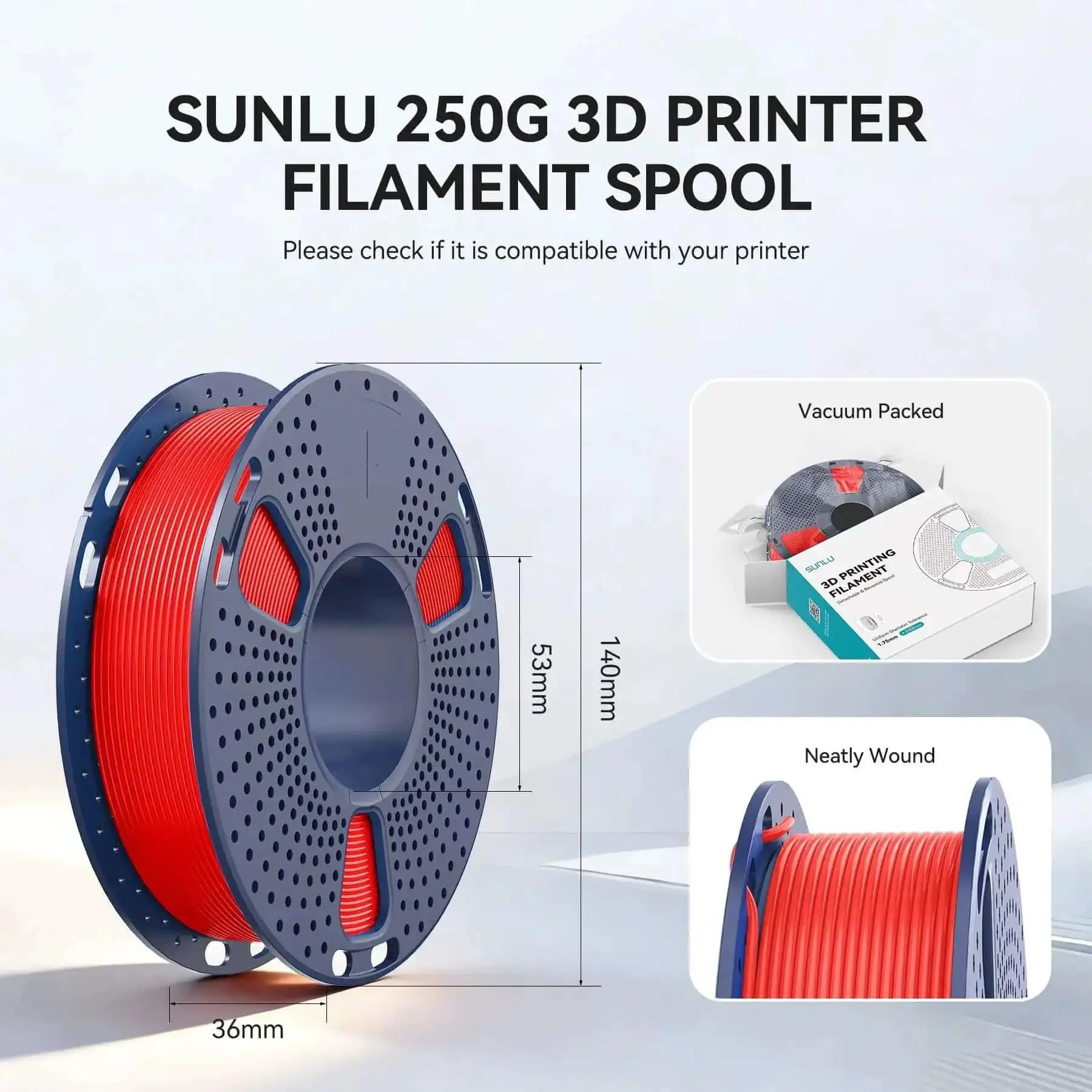 8 Color PLA Filament Bundle 1.75Mm 250G Spools, 3D Printing Neatly Wound, Vacuum Packed, Multicolor 2Kg Total, Black White Gray Transparent Red Blue Orange Green - Image 9