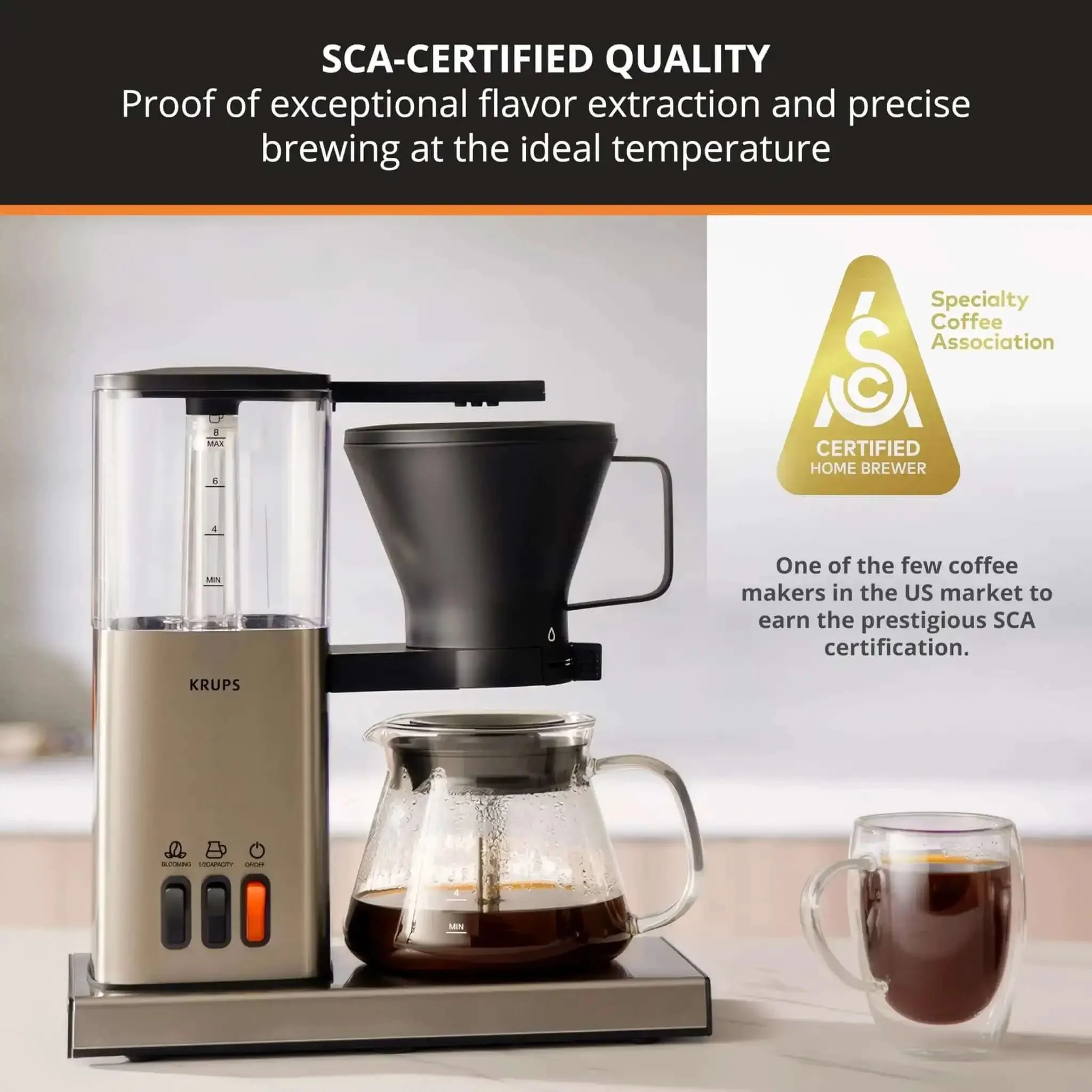 8 Cup Drip Coffee Maker With SCA Certification And Blooming Technology For Barista Quality At Home, Pour Over Style Brew, Precise Temperature Extraction, Easy To Clean Stainless Steel Silver - Image 9