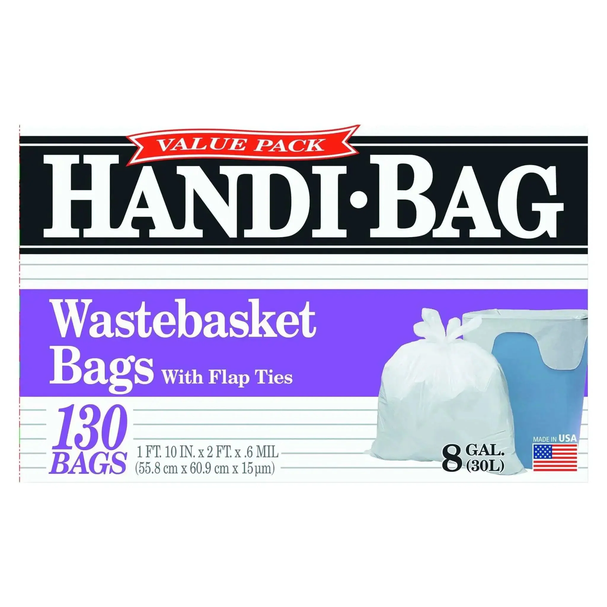 8 Gallon Trash Bags 0.6 Mil Thick White 22 By 24 Inches Value Pack Box Of 130 For Home Office Cleanup And Everyday Mess Control Easy Cleanup For Kitchen Carts And Light Janitorial Tasks - Image 2