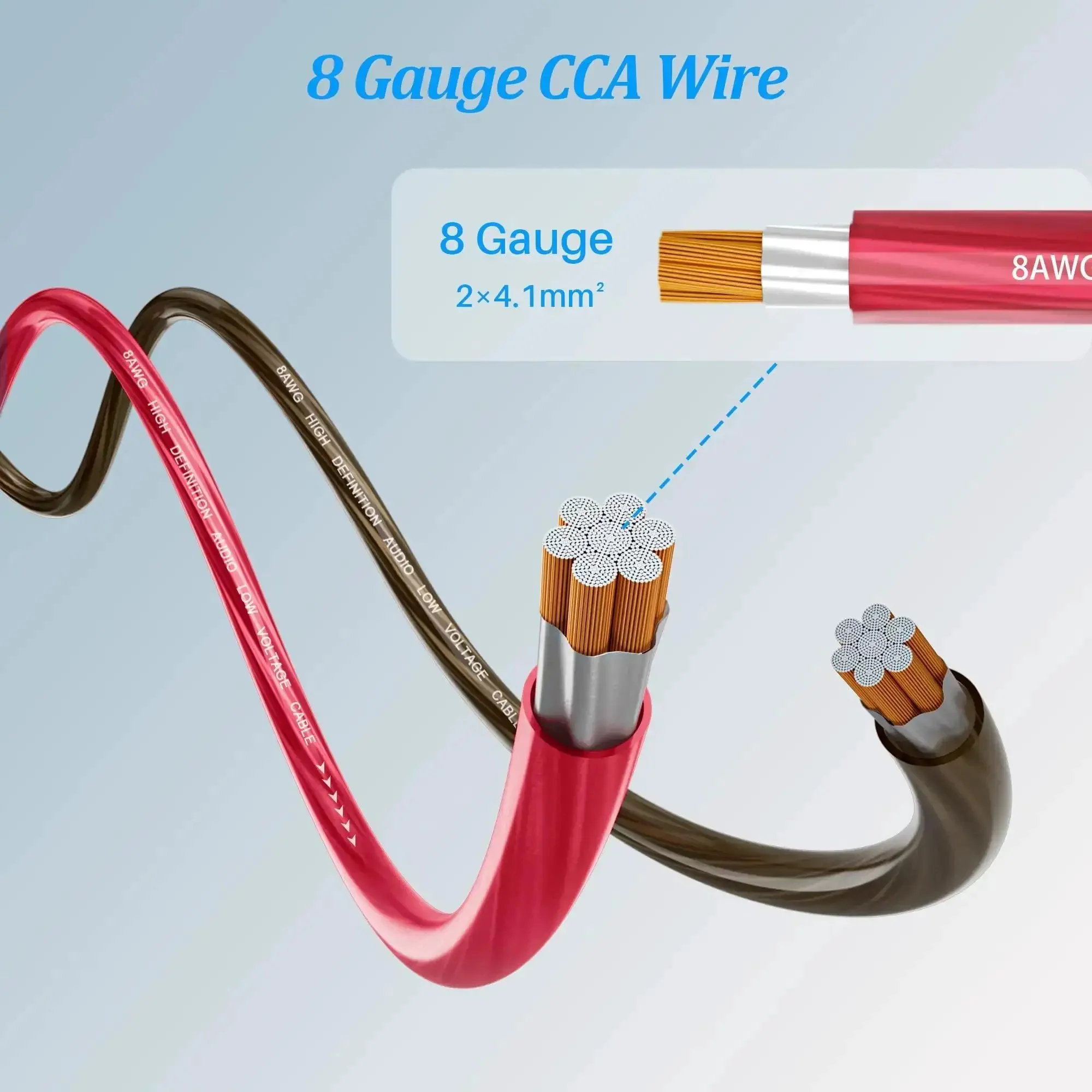8 Gauge Power Ground Wire Kit for Car Audio and Auto Electrical Installations With Two 10 Ft Red and Black CCA Cables 20 Heat Shrink Tubes 20 Lugs Battery Cable Amp Wiring Kit and Inline Fuse Pack - Image 6