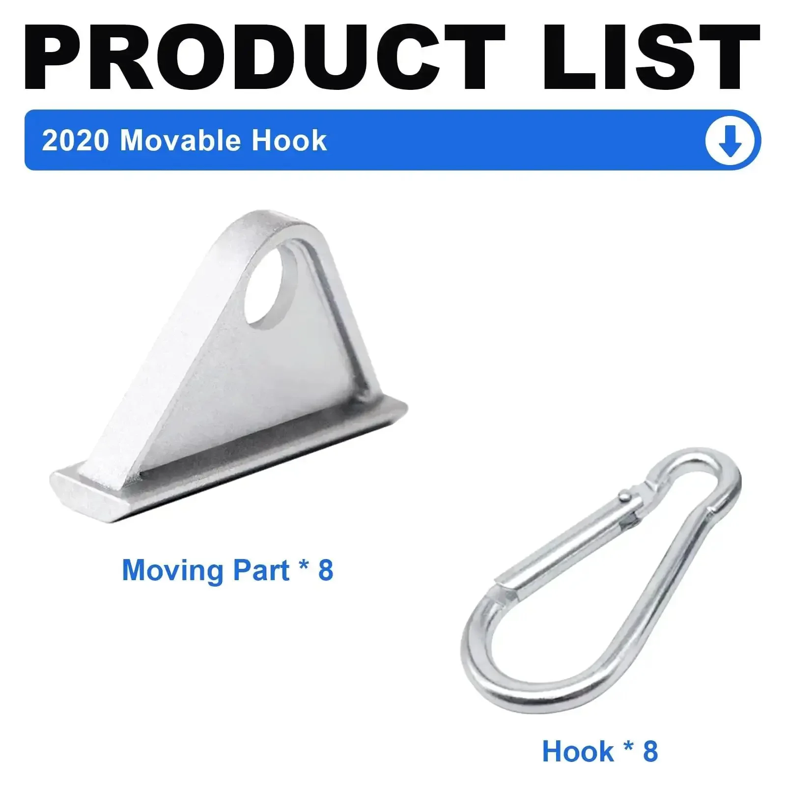 8 Pack 2020 Extrusion Sliding Hook For 20 Series T Slot And V Slot Aluminum Extrusion, Silver Hardware Accessories, Must Have Aluminum Hook Set For DIY Frames, 3D Printer Rigs, Robotics Projects - Image 4