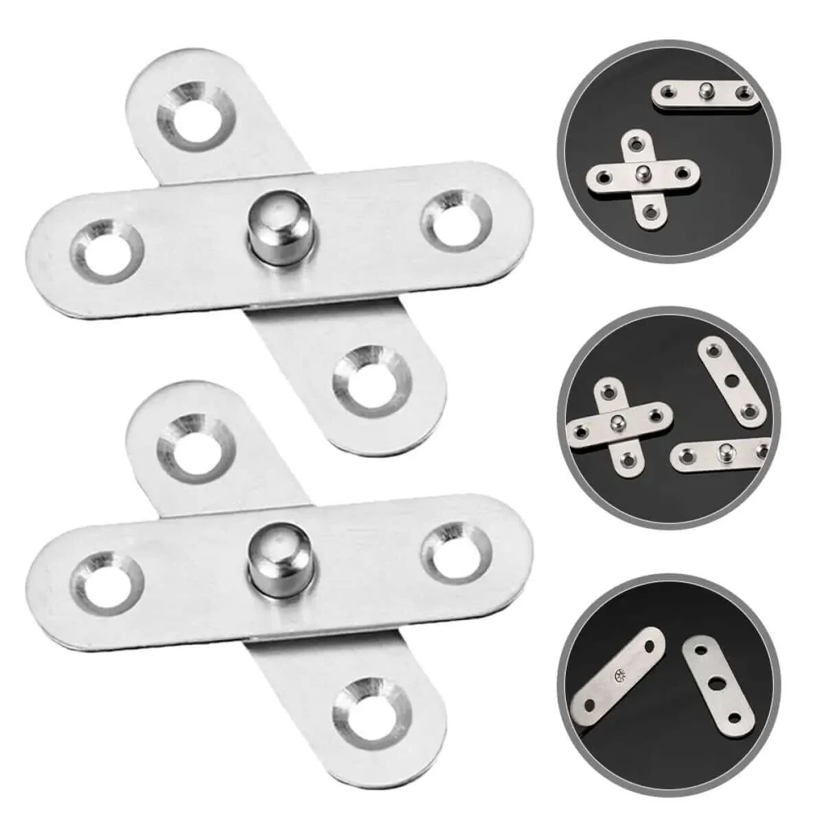 8 Pack 360 Degree Rotating Hidden Door Pivot Hinges Heavy Duty Stainless Steel Cabinet Hardware For Secret Doors And Cupboards Ideal For Concealed Cabinets Quick Access Smooth Quiet Operation Easy Install - Image 2