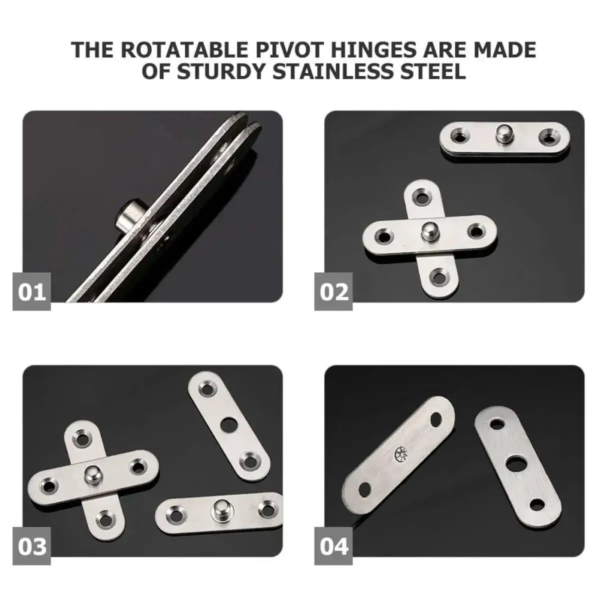8 Pack 360 Degree Rotating Hidden Door Pivot Hinges Heavy Duty Stainless Steel Cabinet Hardware For Secret Doors And Cupboards Ideal For Concealed Cabinets Quick Access Smooth Quiet Operation Easy Install - Image 8
