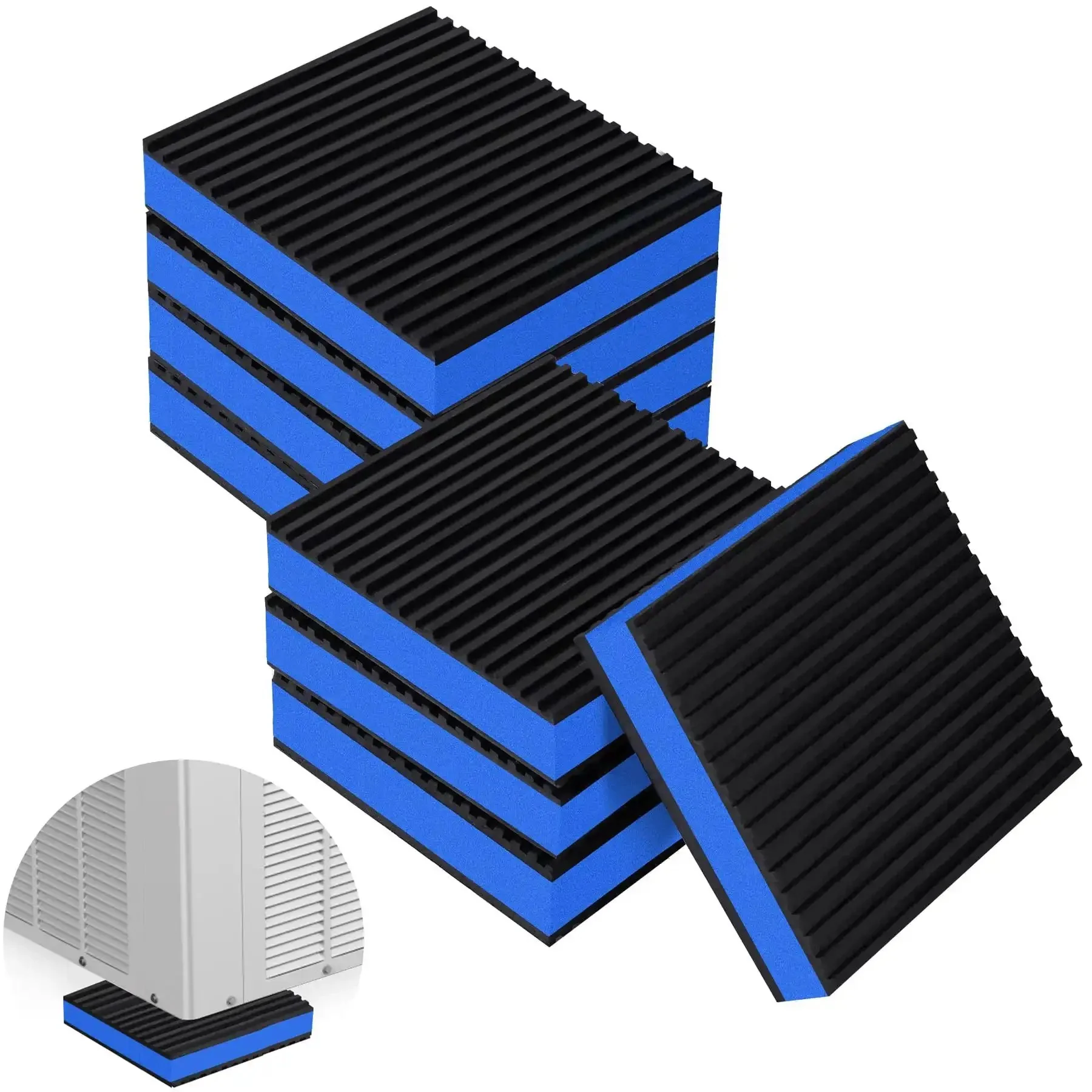 8 Pack Anti Vibration Pads for Washing Machines and Home Appliances, 4x4 Inch Seven Eighths Inch Thick EVA Rubber Sound Dampening Mats, Beefy Vibration Isolators for Compressors, Air Conditioners, Washers, Dryers, and Treadmills