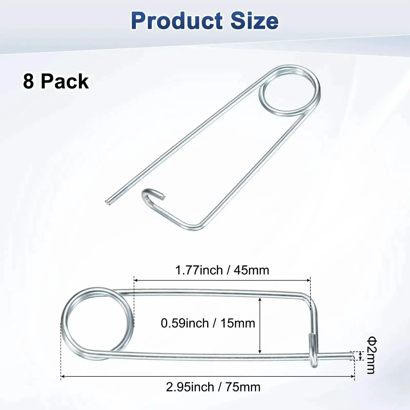 8 Pack Brooch Shape Cotter Pins With Quick Lock Fasteners 2x45mm Spring Steel Pins For Garden Lawn Farm Hooks Heavy Duty Retainer Clips Multipurpose Safety Pin Set For Outdoor Projects - Image 6