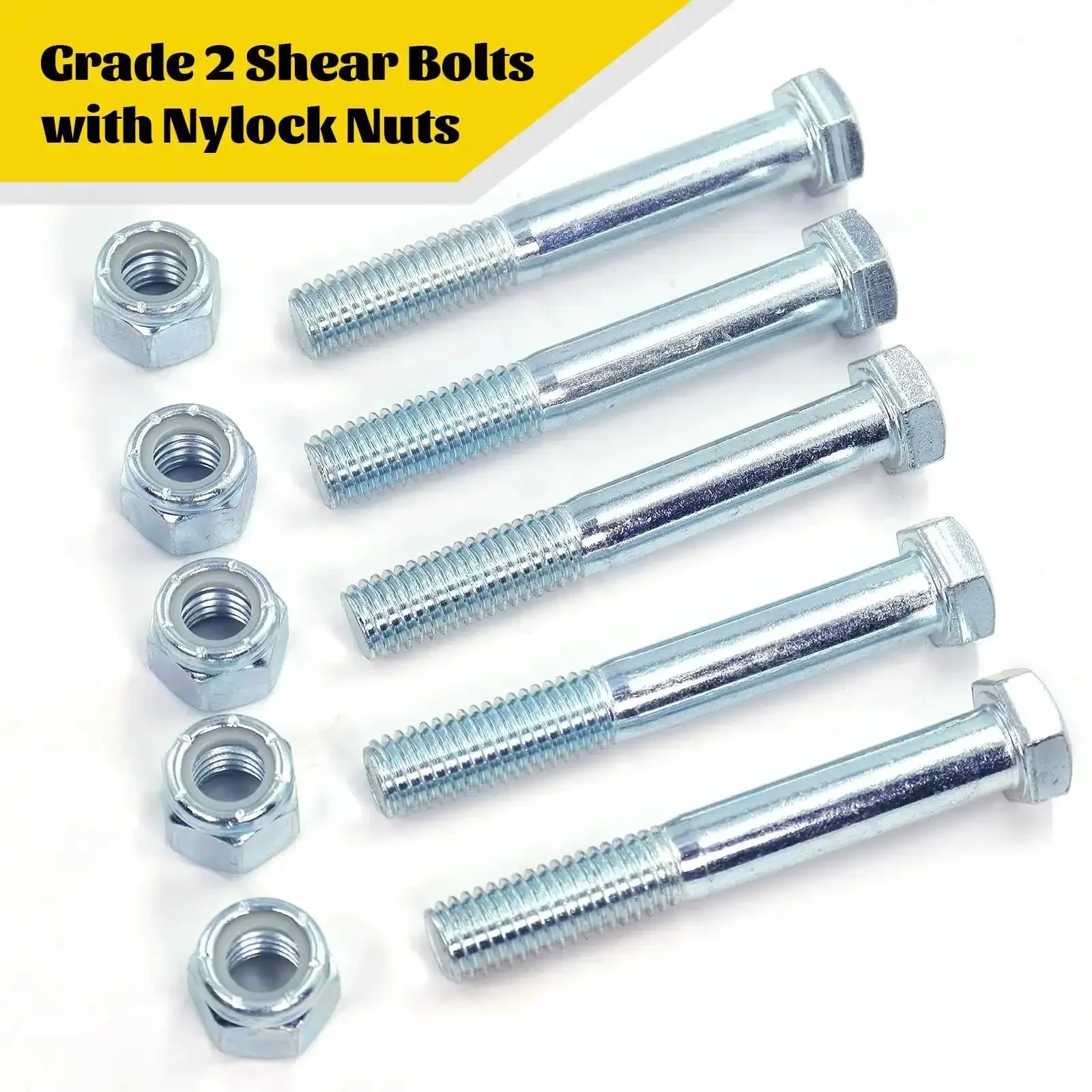 8 Pack Grade 2 Beefy Shear Bolts With Nylock Nuts For Rotary Cutters And Tractors One Half Inch By Thirteen Pitch Three And One Half Inch Length Half Thread Heavy Duty Fasteners - Image 4