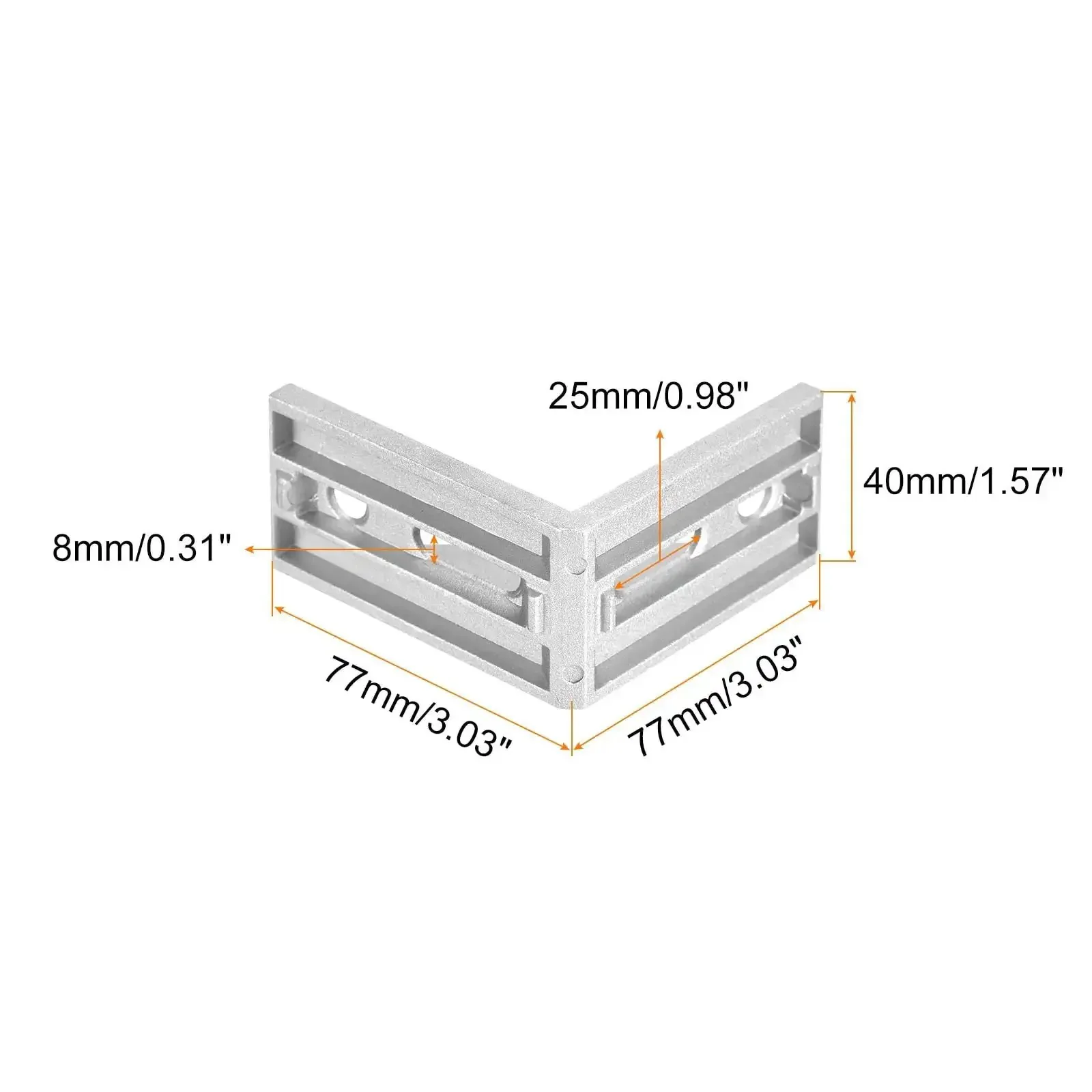 8 Pack Inside Corner Brackets Gusset 77x77x40mm 4080 Angle Connectors For 4040 4080 Aluminum Extrusion Profiles Silver Heavy Duty DIY Frame Building Kit - Image 7
