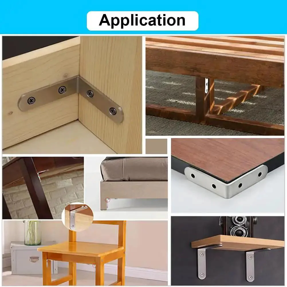8 Pack L Bracket Corner Braces 2 Inch Stainless Steel Heavy Duty Shelf Bracket For Wood Shelves Wall Hanging Support 90 Degree Right Angle Brackets With Screws - Image 4