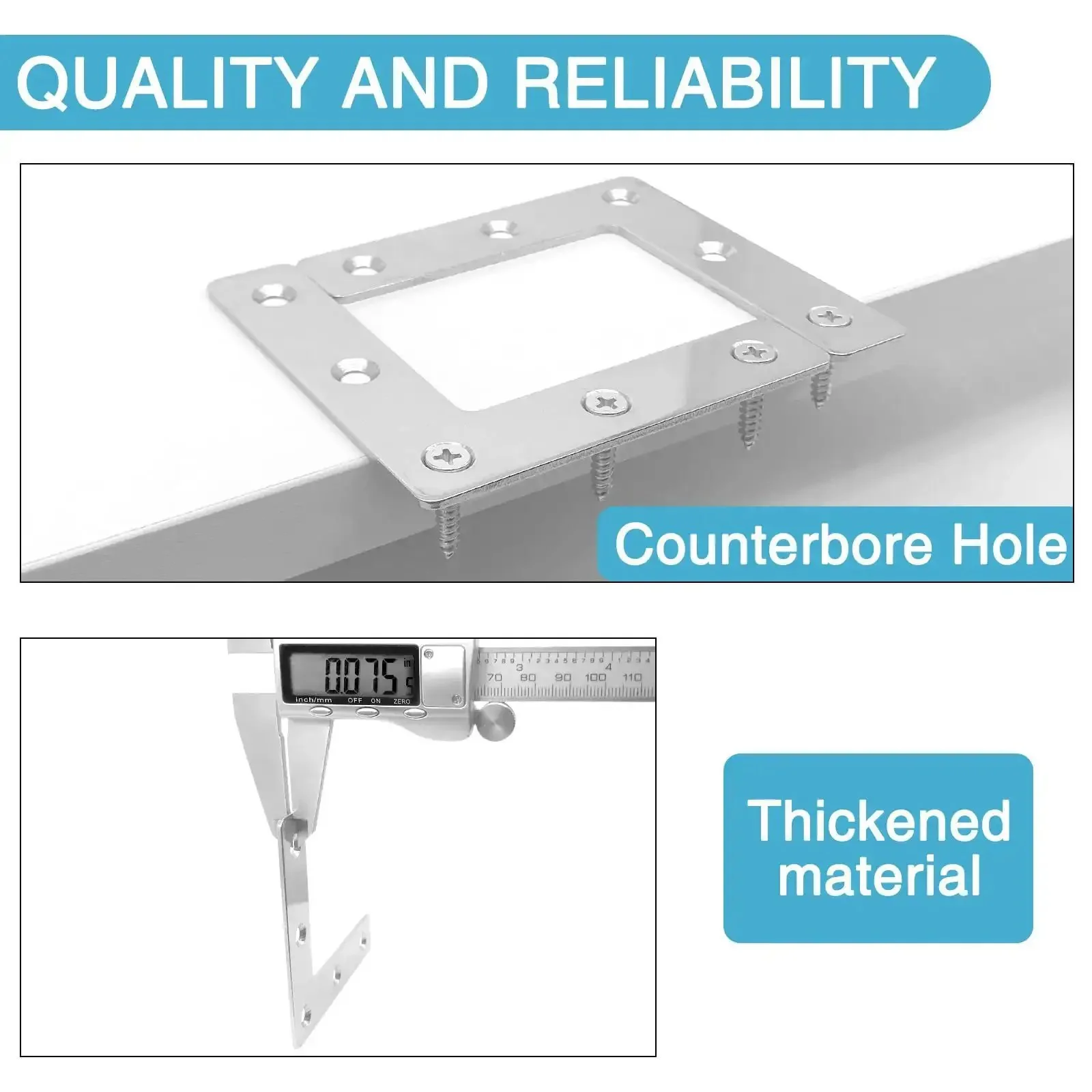 8 Pack L Shaped Corner Brackets Stainless Steel 3.23 X 3.23 Inch 90 Degree Right Angle Mending Plates With 40 Screws Includes 5 Holes Per Bracket For Wood Repair - Image 3