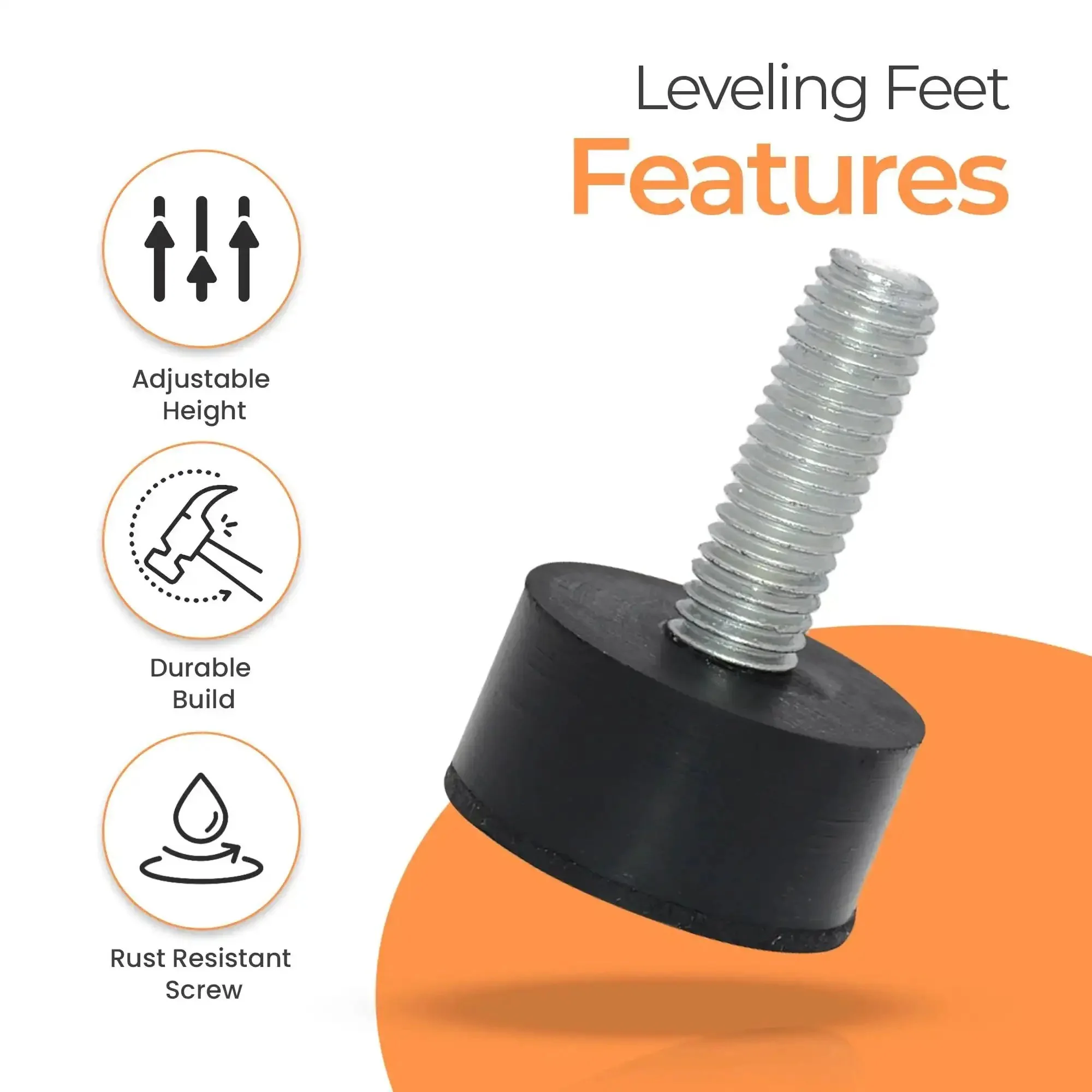 8 Pack Rubber Adjustable Furniture Leveler Feet For Tables And Chairs, Threaded M8 Leveling Screws For Smooth Glide On Furniture Legs, Easy Screw On Levelers For Home Or Office Tables And Desks - Image 2