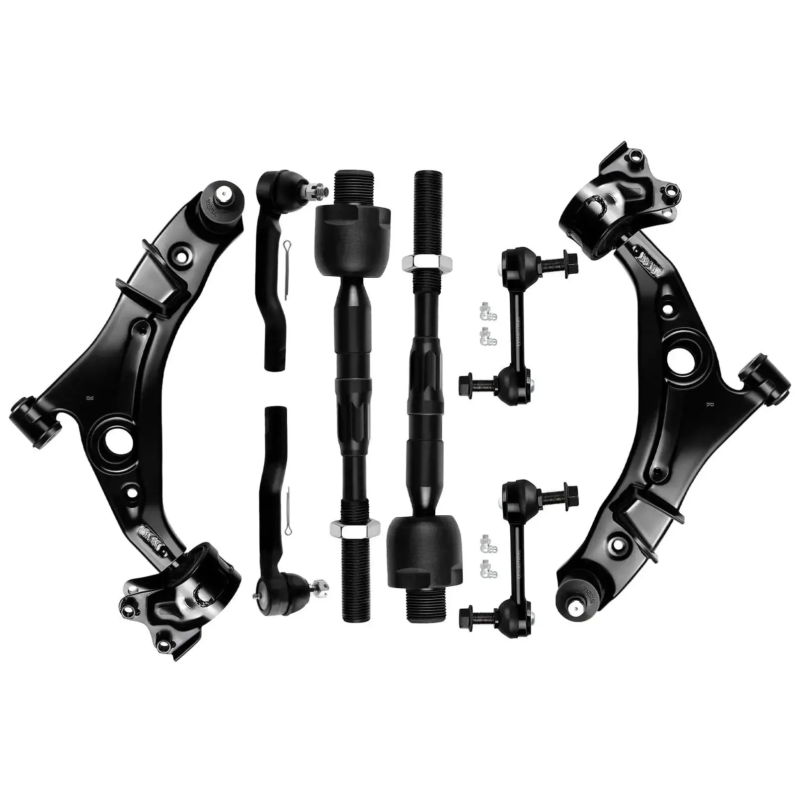 8 Piece Beefed Up Suspension Control Arm Kit Fits 2007 Through 2014 Ford Edge And Lincoln MKX Front Lower Control Arm Ball Joint Sway Bar End Link Inner Outer Tie Rod End Replacement