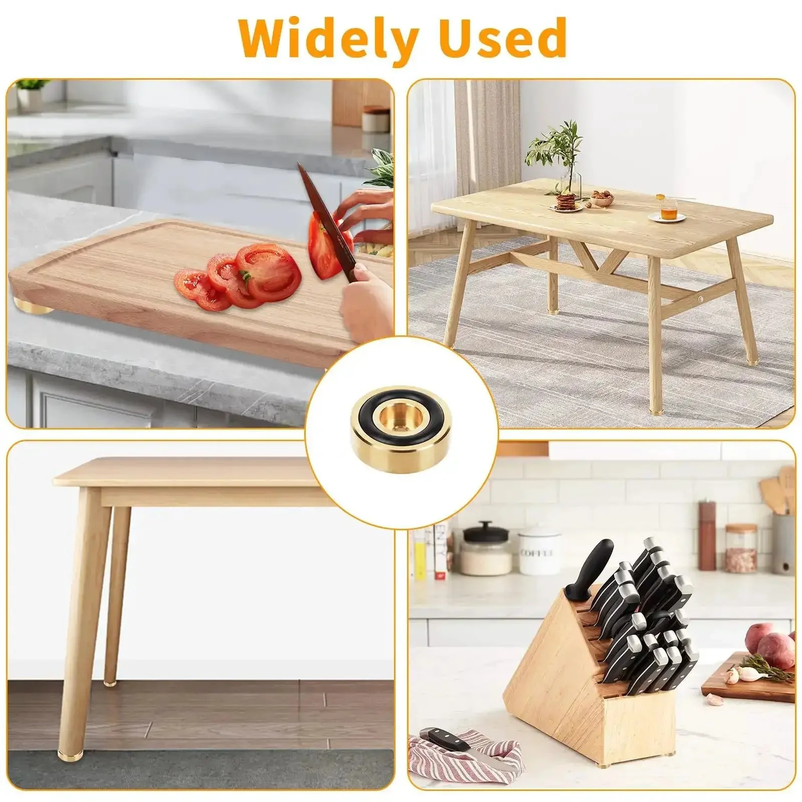 8 Piece Brass Cutting Board Feet Non Slip With Silicone Pads And Screws Kit 1.18 X 0.39 Inch Legs Keeps Your Board Steady While Slicing And Dicing Vintage Brass Tone Kitchen Safety Upgrade - Image 2