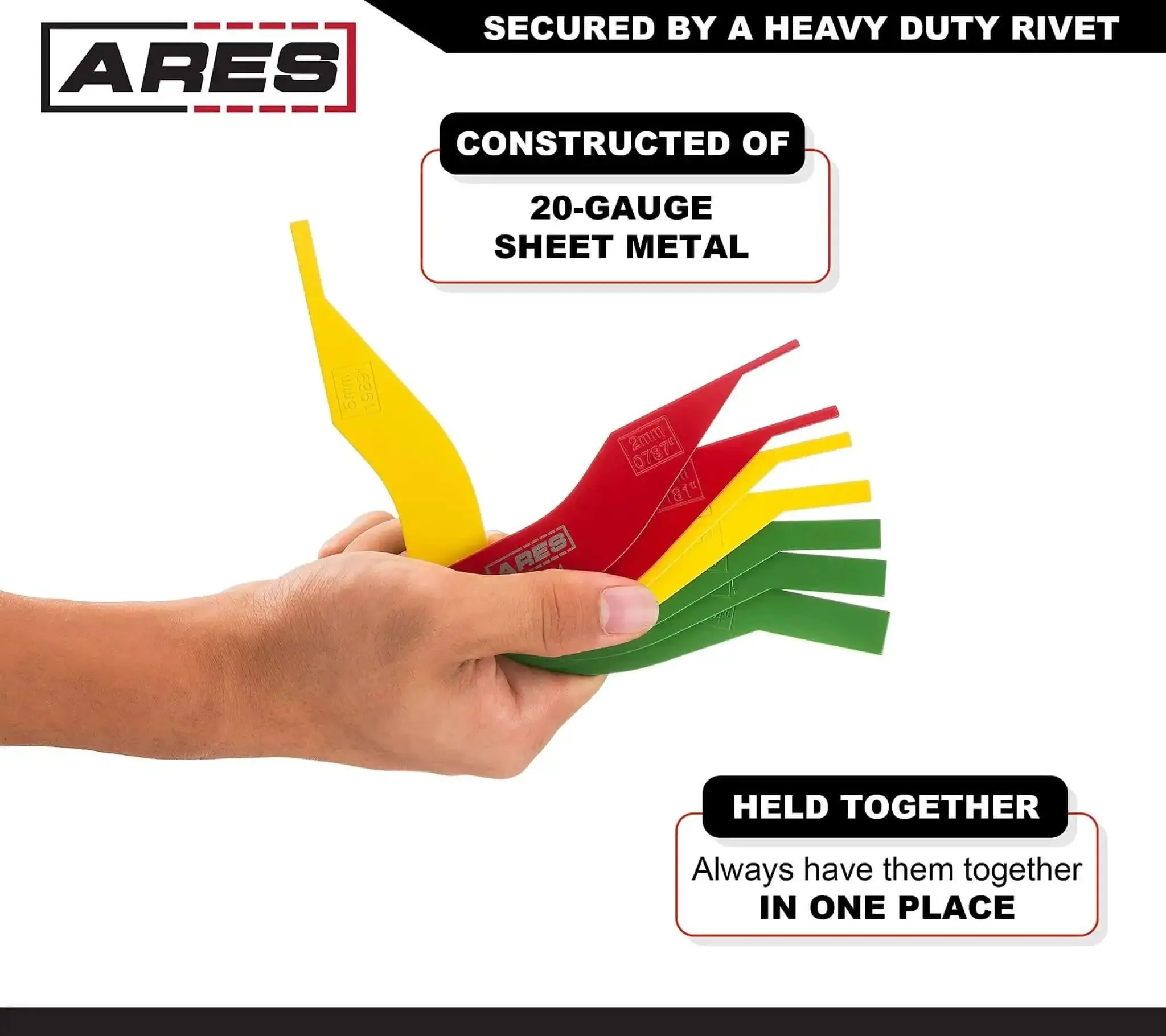 8 Piece Metal Brake Gauge Tool Set for Sheet Metal, 20 Gauge, Corrosion Resistant High Visibility Finish, Metric and SAE Measurements, Color Coded Sizes, Perfect for Checking Brake Lining and Your Ride Maintenance - Image 6