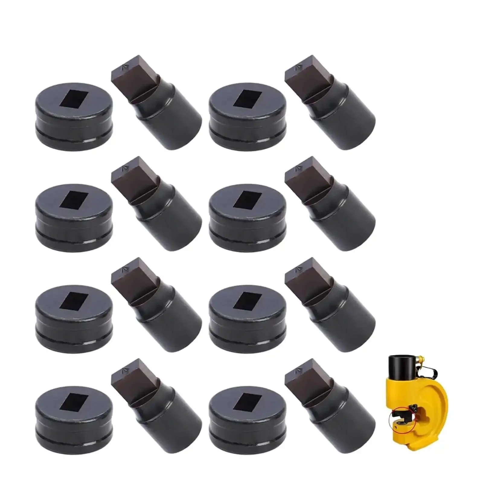 8-Piece Rectangle Hydraulic Hole Punch Die Set For CH-70 Punch Tool, Heavy-Duty Chrome Steel Dies For Punching Steel, Copper, And Aluminum Plates, Pro-Grade, Durable, Precise Hole Cutting, Long-Lasting