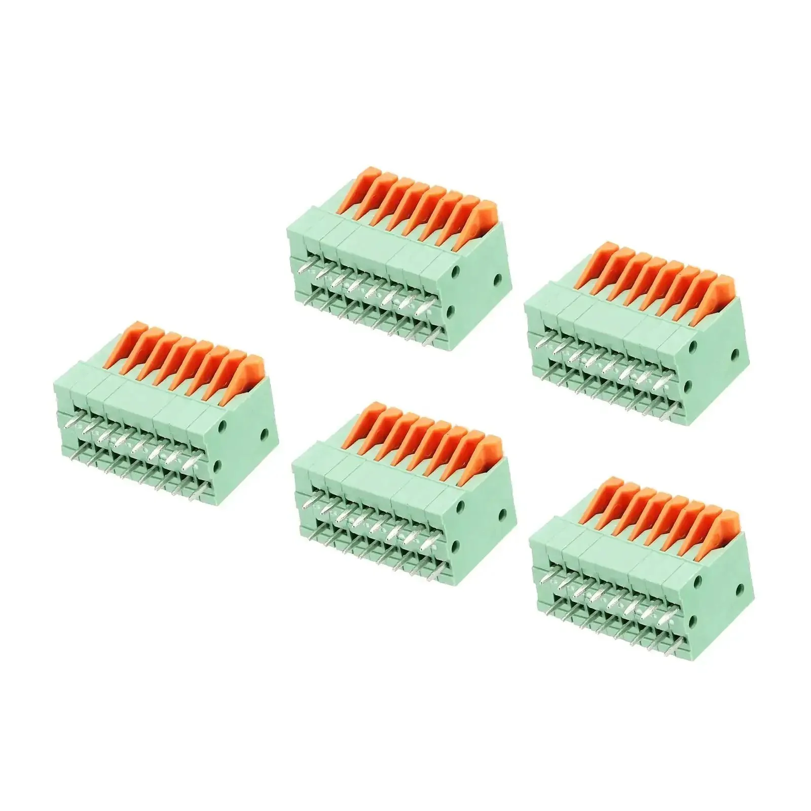 8 Pin KF141V PCB Spring Terminal Block Connector 2.54mm Pitch, 150V 2A, For PCB Boards And Electronics, Great For DIY Electronics Projects, Makers And Computers, Pack Of 5