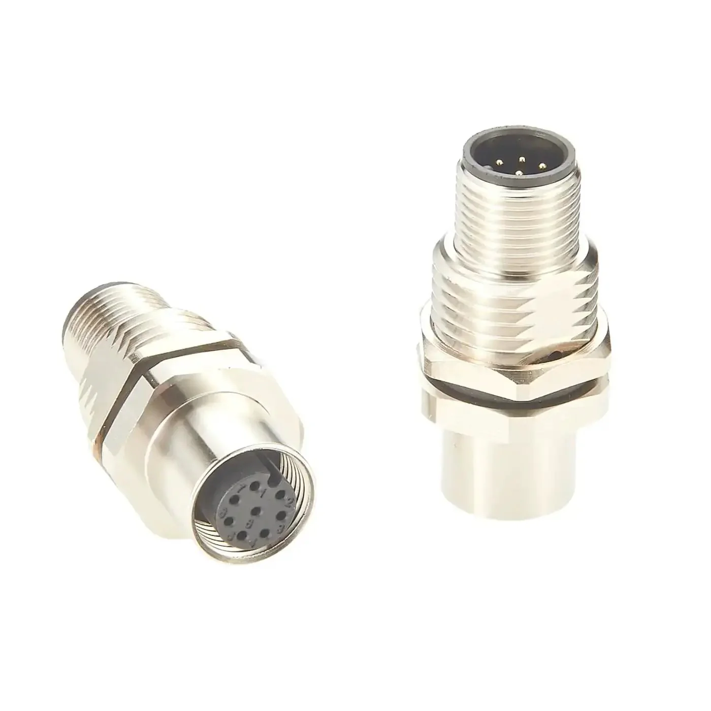 8 Pin M12 A Code Bulkhead Connector Male To Female IP67 Panel Mount Feedthrough For Automation Control Cabinets And Robotics Gold Plated Contacts O Ring Seal Anti Vibration Lock 2 Pack - Image 3