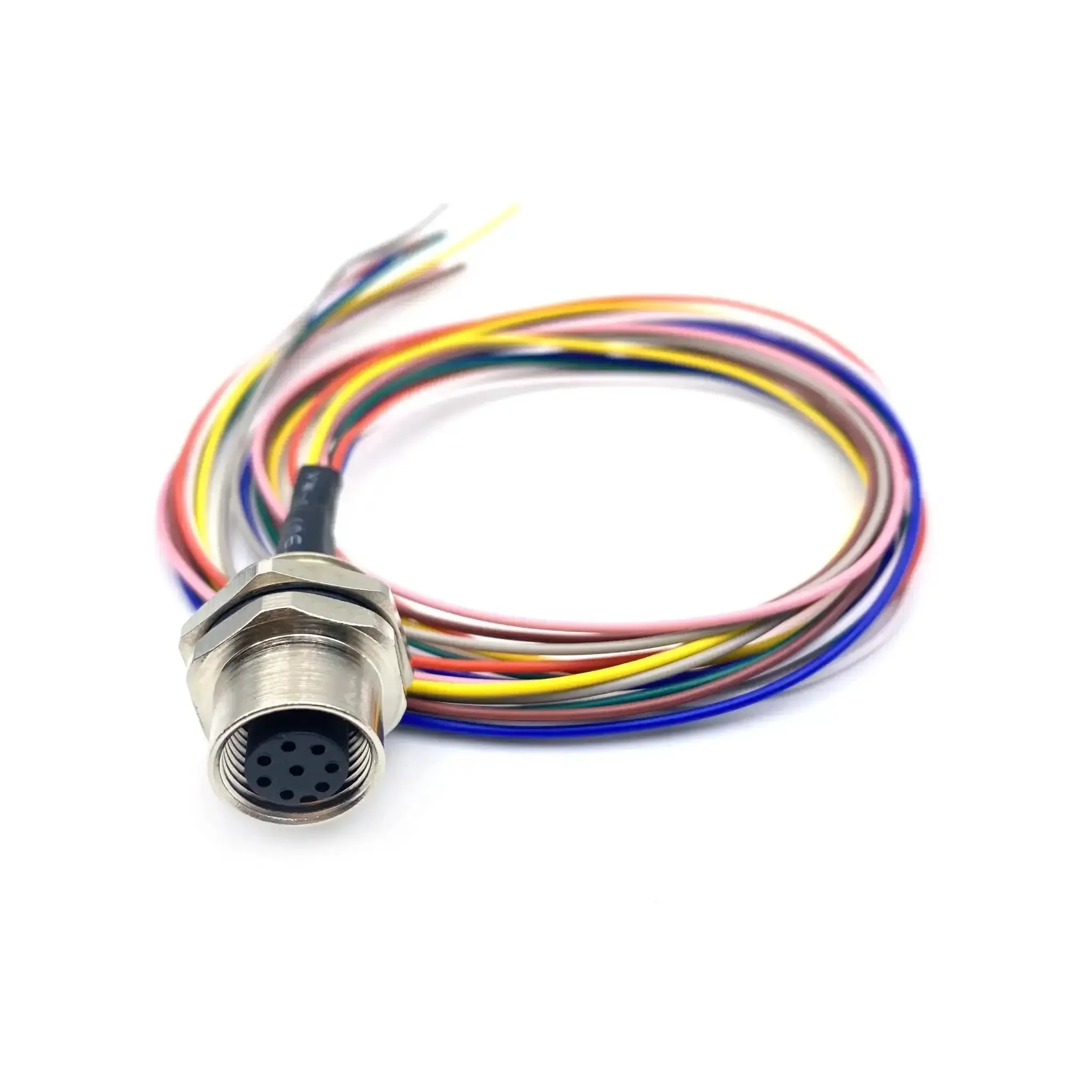 8-Pin M12 A-Code Waterproof Female Connector Cable 0.5M Straight Back-Mount Aviation Socket Unshielded IP67 Sensor Receptacle For Industrial Automation Built Tough Heavy-Duty PVC Jacket Rust-Resistant