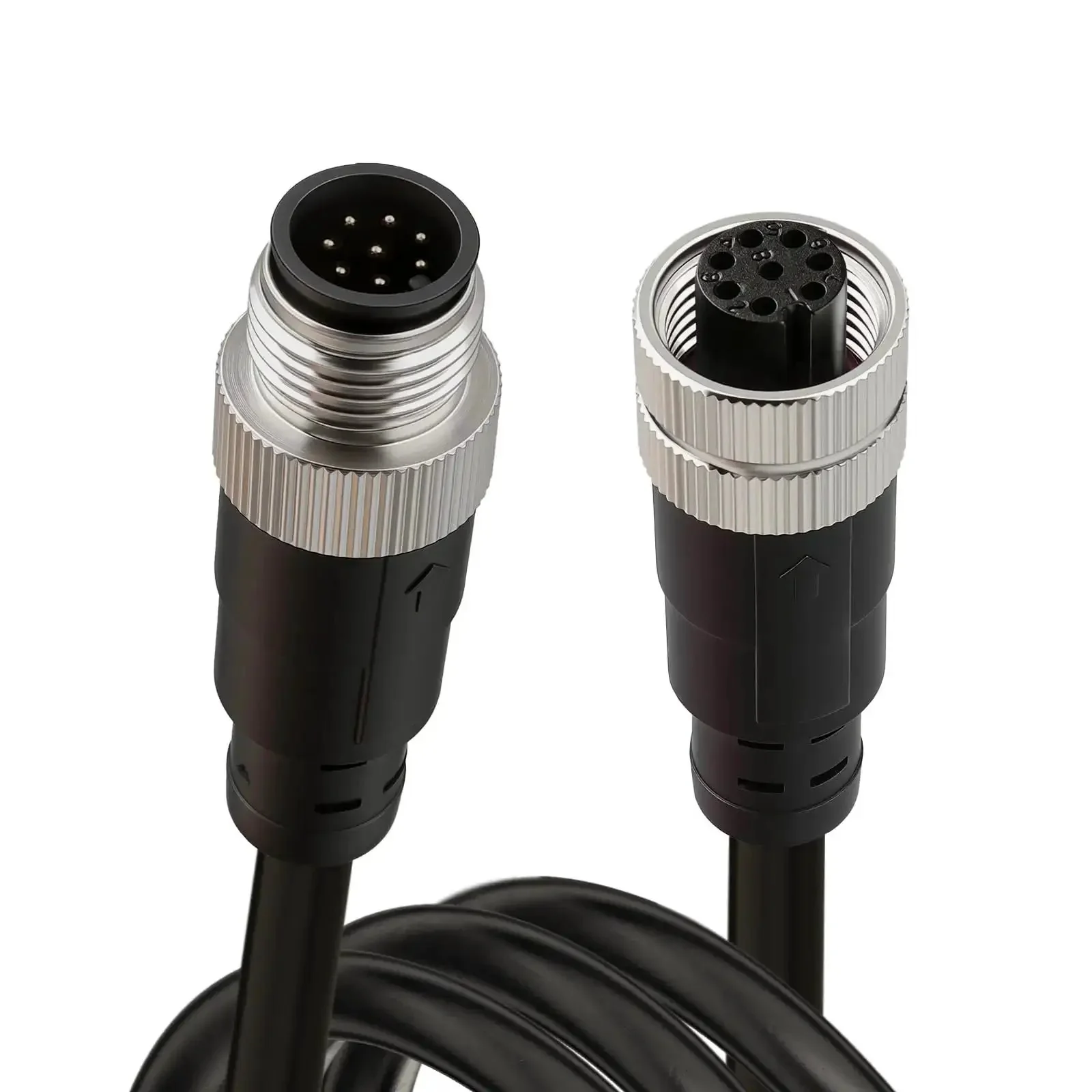 8-Pin M12 A-Coded Connector Cable IP67 Waterproof Extension Wire From Male To Female For Robotics, Automation, Multi Channel Industrial Sensors And No Fuss High-Density Control Wiring