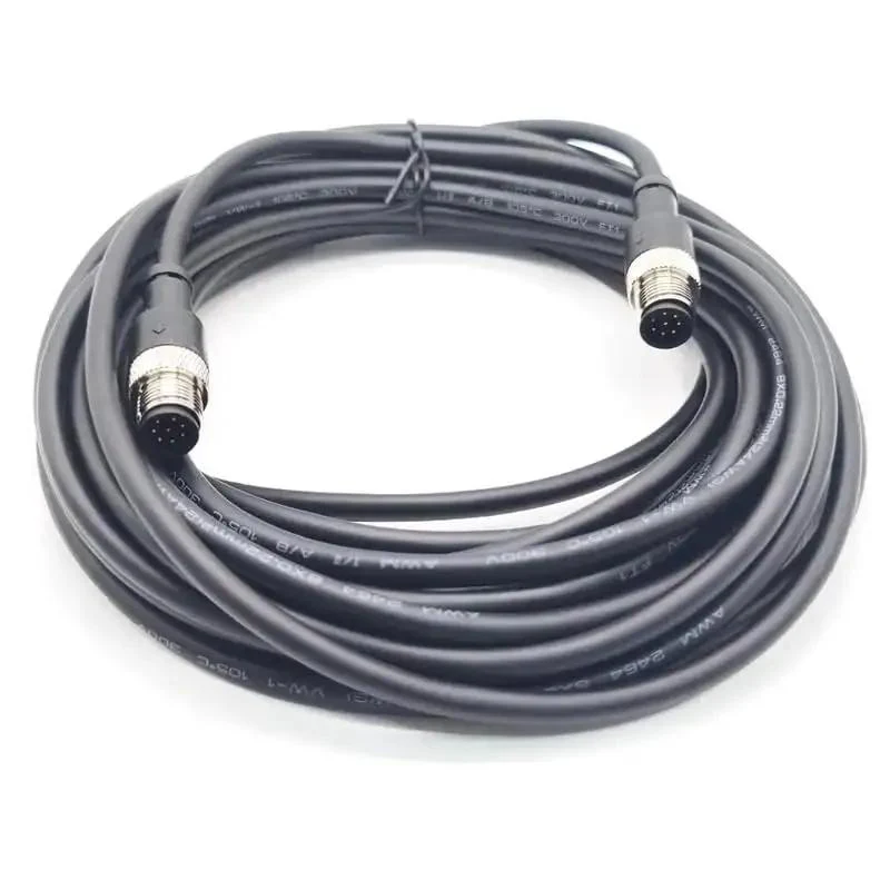 8 Pin M12 Double Male Straight Circular Connector Cable A Code IP67 Waterproof Unshielded PVC Wire 1 Meter 30V 2A AWG24 Brass Gold-Plated Contacts Built Tough Industrial Molded Cable For Sensors And PLCs Threaded Lock - Image 3