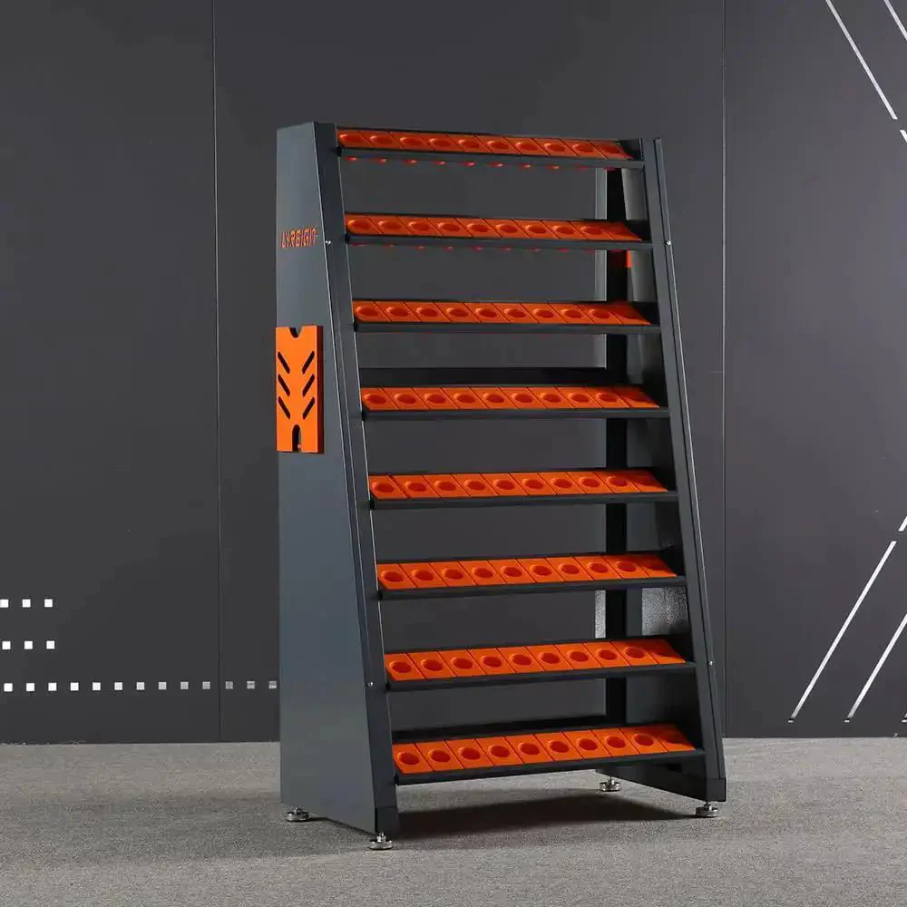 8 Row Large Capacity CNC Tool Holder Rack And Storage Cabinet And Storage System For Workshop Shop Floor Mechanic Garage Pro Grade Rugged ABS Tool Cart With Cushioning And Easy Access