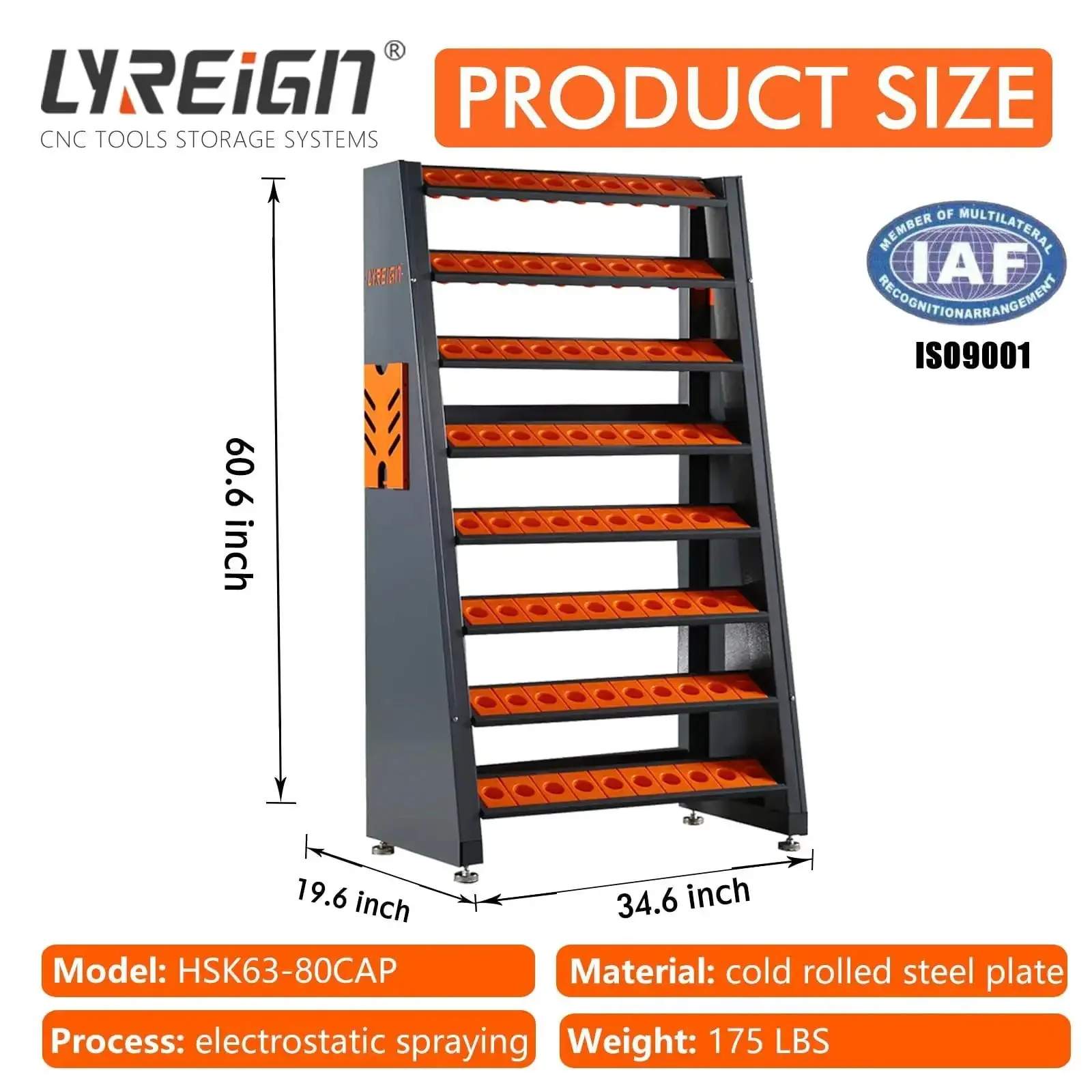 8 Row Large Capacity CNC Tool Holder Rack And Storage Cabinet And Storage System For Workshop Shop Floor Mechanic Garage Pro Grade Rugged ABS Tool Cart With Cushioning And Easy Access - Image 9