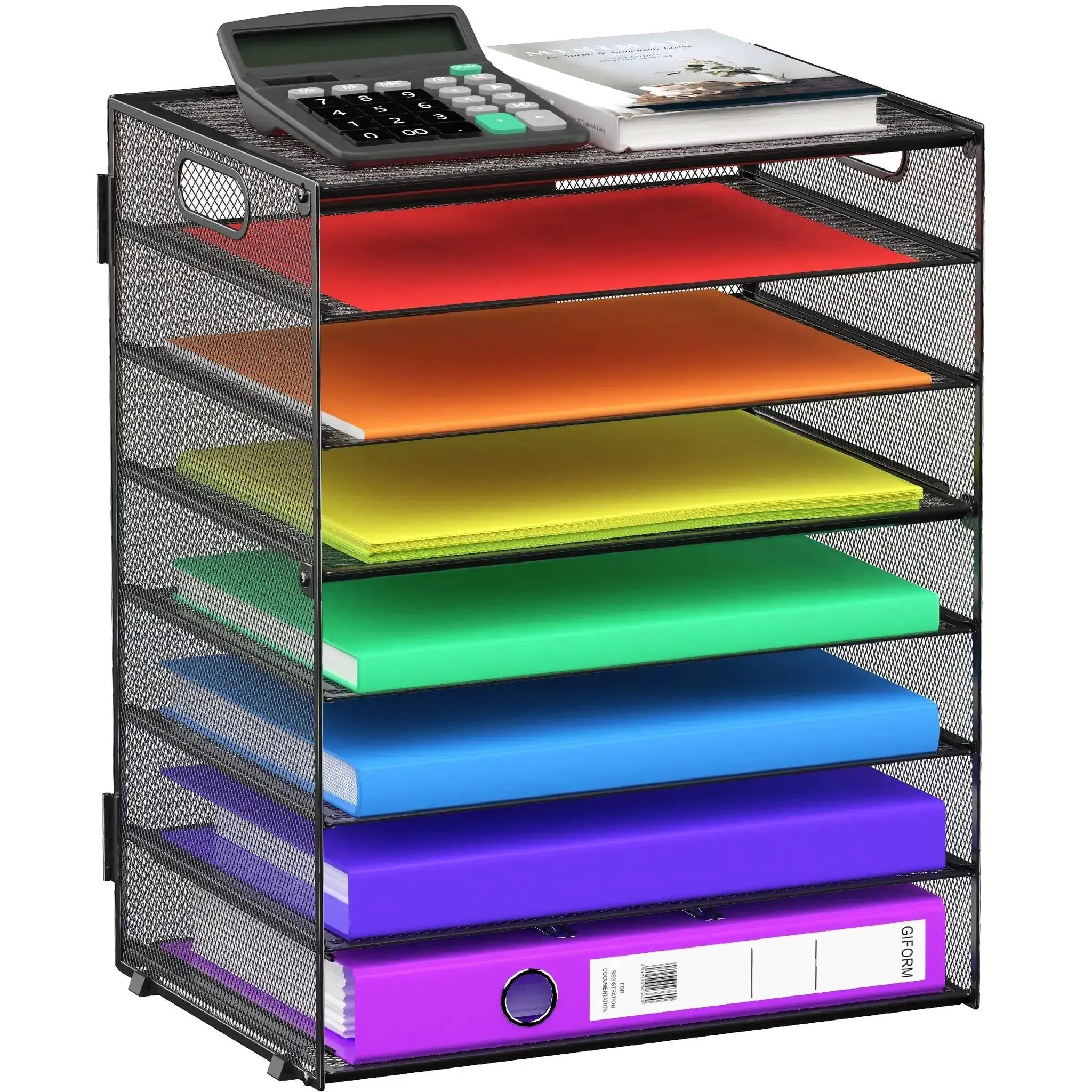 8 Tier Desk Paper Tray Organizer With Handles Mesh File Holder Storage For Home Office And Classroom Large Capacity Letter Tray To Sort Papers Documents Schoolwork In Black