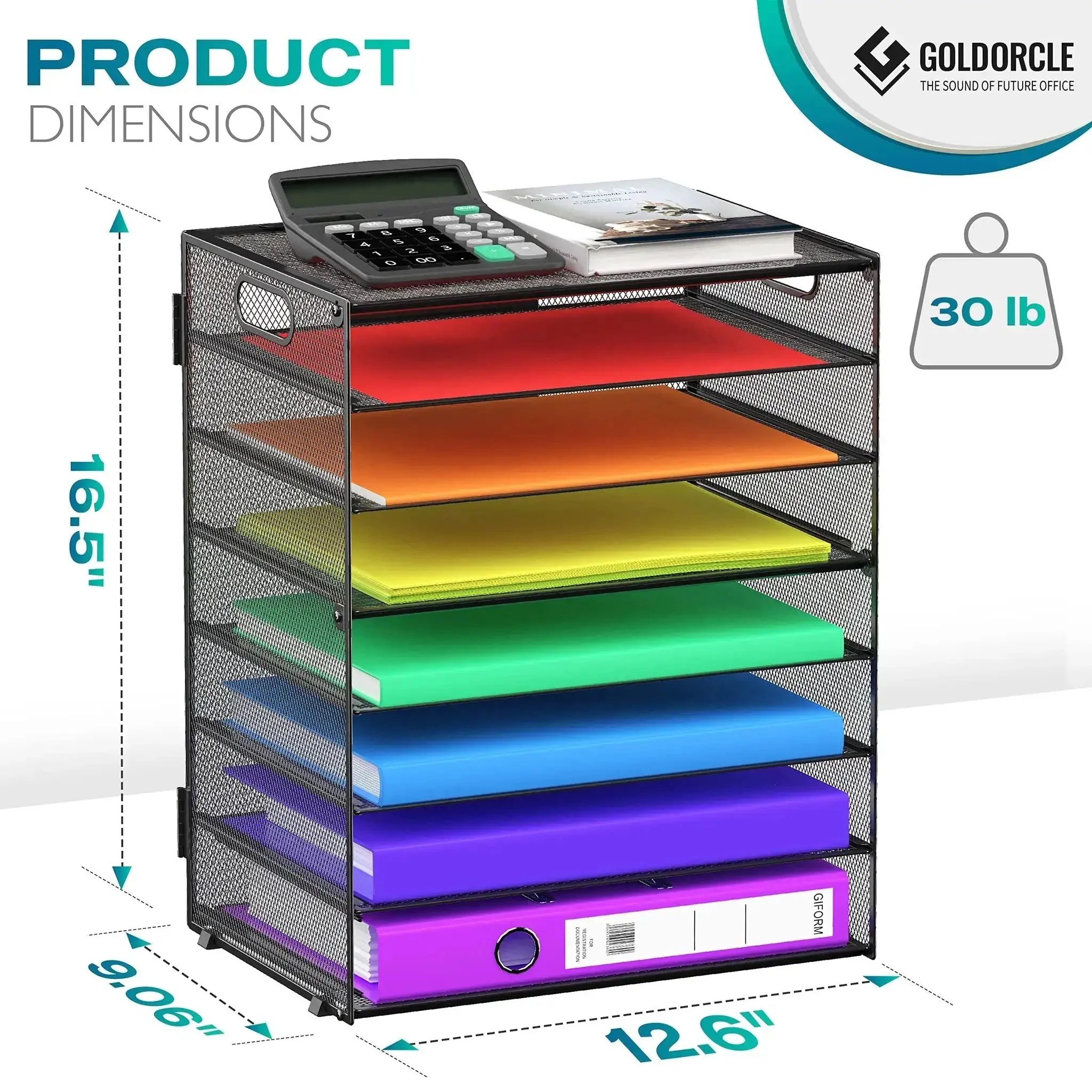 8 Tier Desk Paper Tray Organizer With Handles Mesh File Holder Storage For Home Office And Classroom Large Capacity Letter Tray To Sort Papers Documents Schoolwork In Black - Image 6