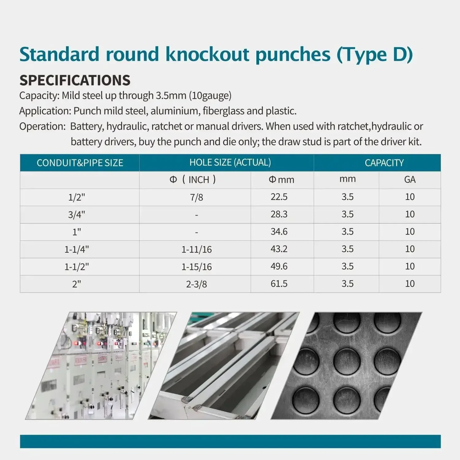 8 Ton Hydraulic Knockout Punch Kit For Half To Two Inch Conduit Built Like A Tank Includes Six Die Sets For Half Three Quarter One One And A Quarter One And A Half And Two Inch With 360 Degree Swivel Head Compatible With Greenlee Dies - Image 2