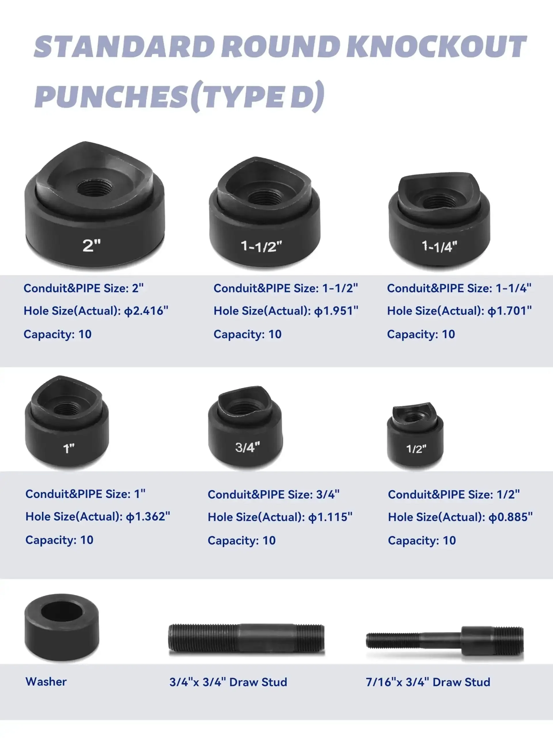 8 Ton Hydraulic Knockout Punch Kit For Half To Two Inch Conduit Built Like A Tank Includes Six Die Sets For Half Three Quarter One One And A Quarter One And A Half And Two Inch With 360 Degree Swivel Head Compatible With Greenlee Dies - Image 8
