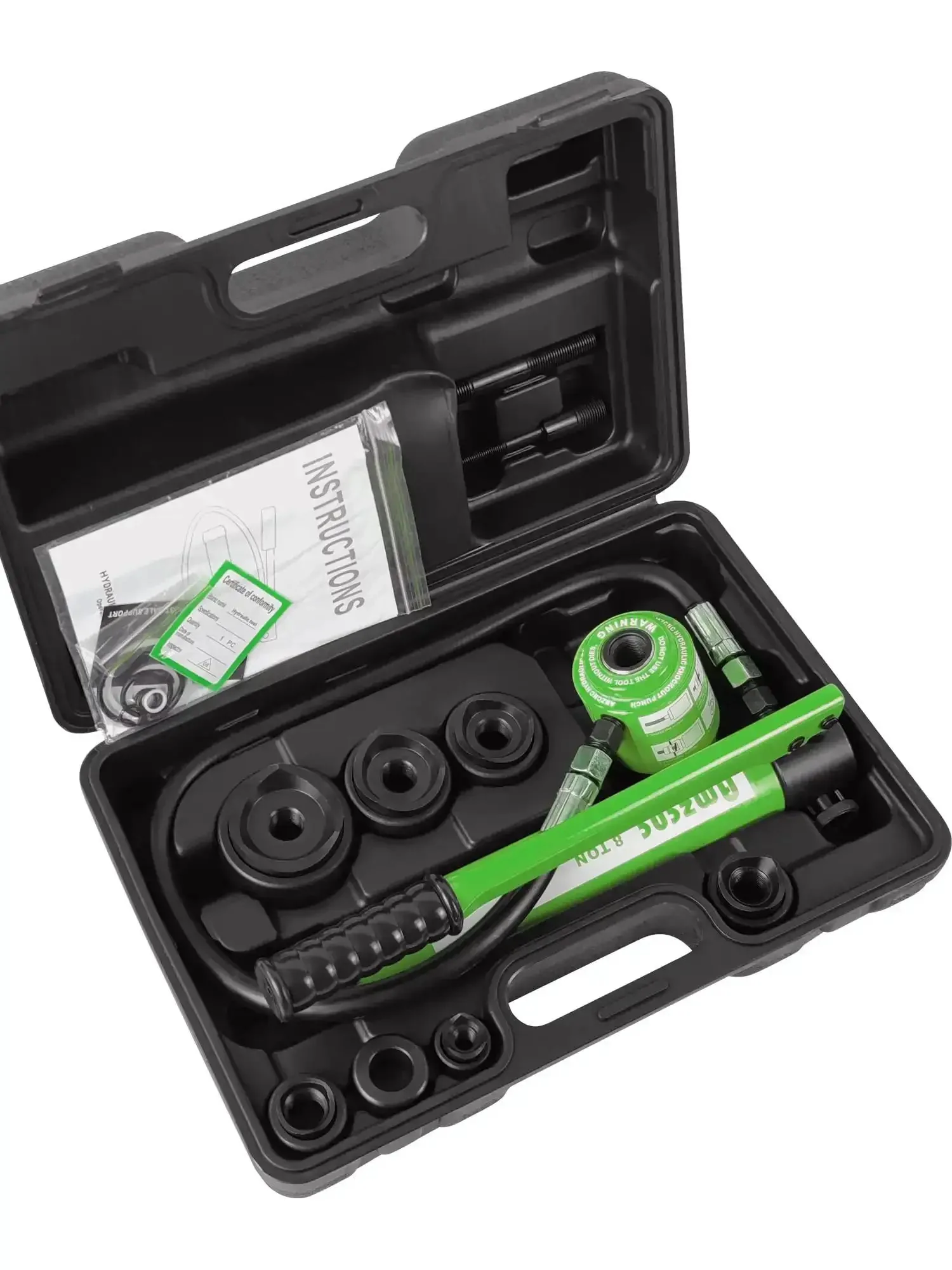 8 Ton Hydraulic Knockout Punch Tool Kit With 6 Dies One Half Inch To Two Inch For Steel Up To One Eighth Inch And Stainless Up To One Sixteenth Inch Conduit Hole Cutter Set With Beast Mode Punching Power And Clean Cuts - Image 2
