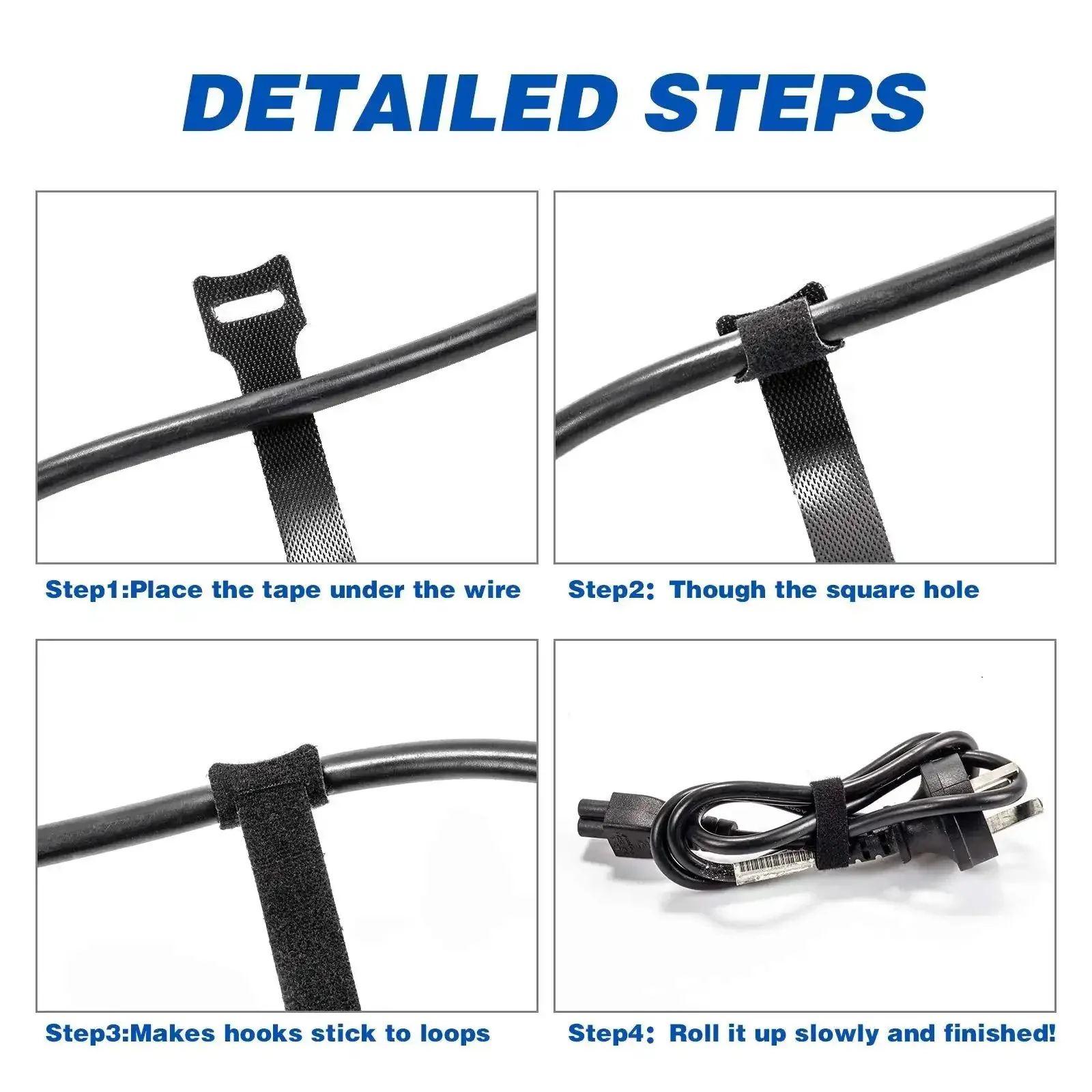 80 Count Reusable Cable Ties 6 Inch Black Self Fastening Ties For Tidy Cords And Tangle Free Cable Management Multi Purpose Hook And Loop Organizer For Home Office Data Center - Image 2