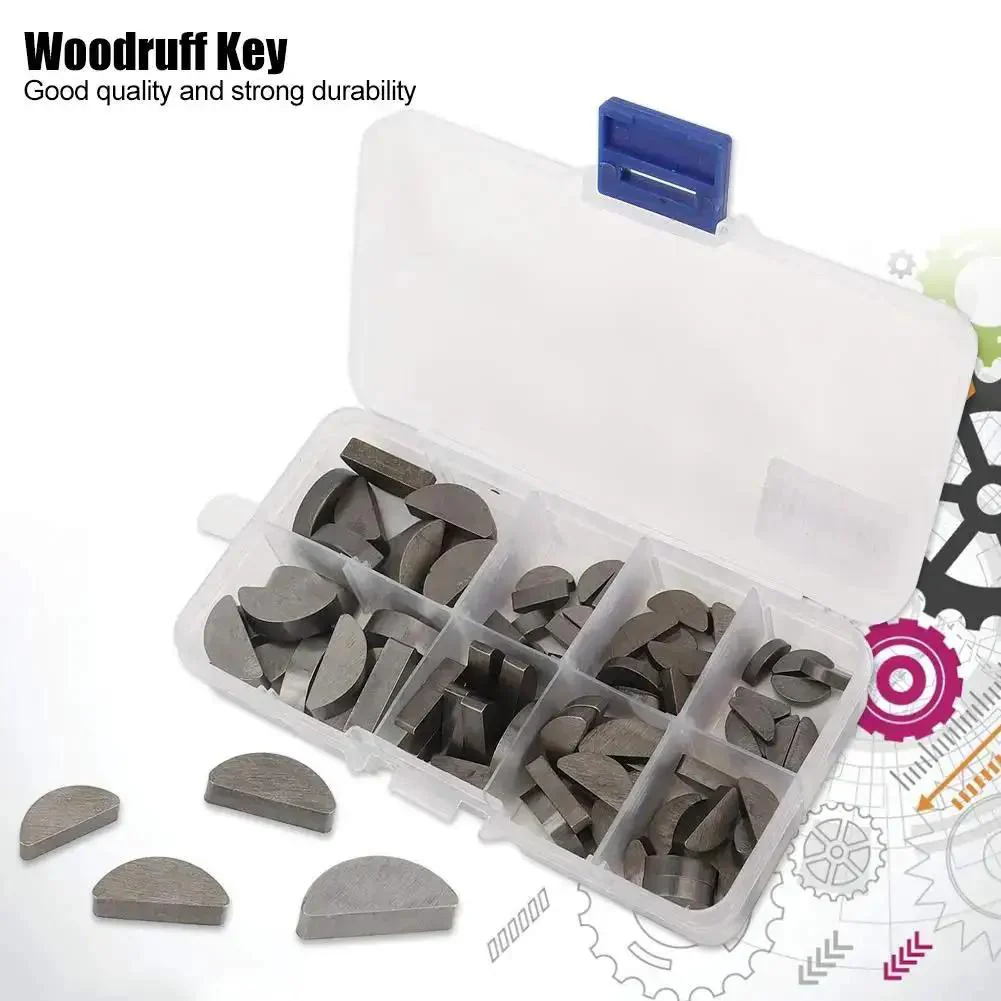 80 Pcs Woodruff Key Kit Stainless Steel Semicircular Keys Set With Storage Box, Assorted Sizes For Grab-And-Go Access And Precise Fits In Machinery, Automotive, Equipment And DIY Projects - Image 3