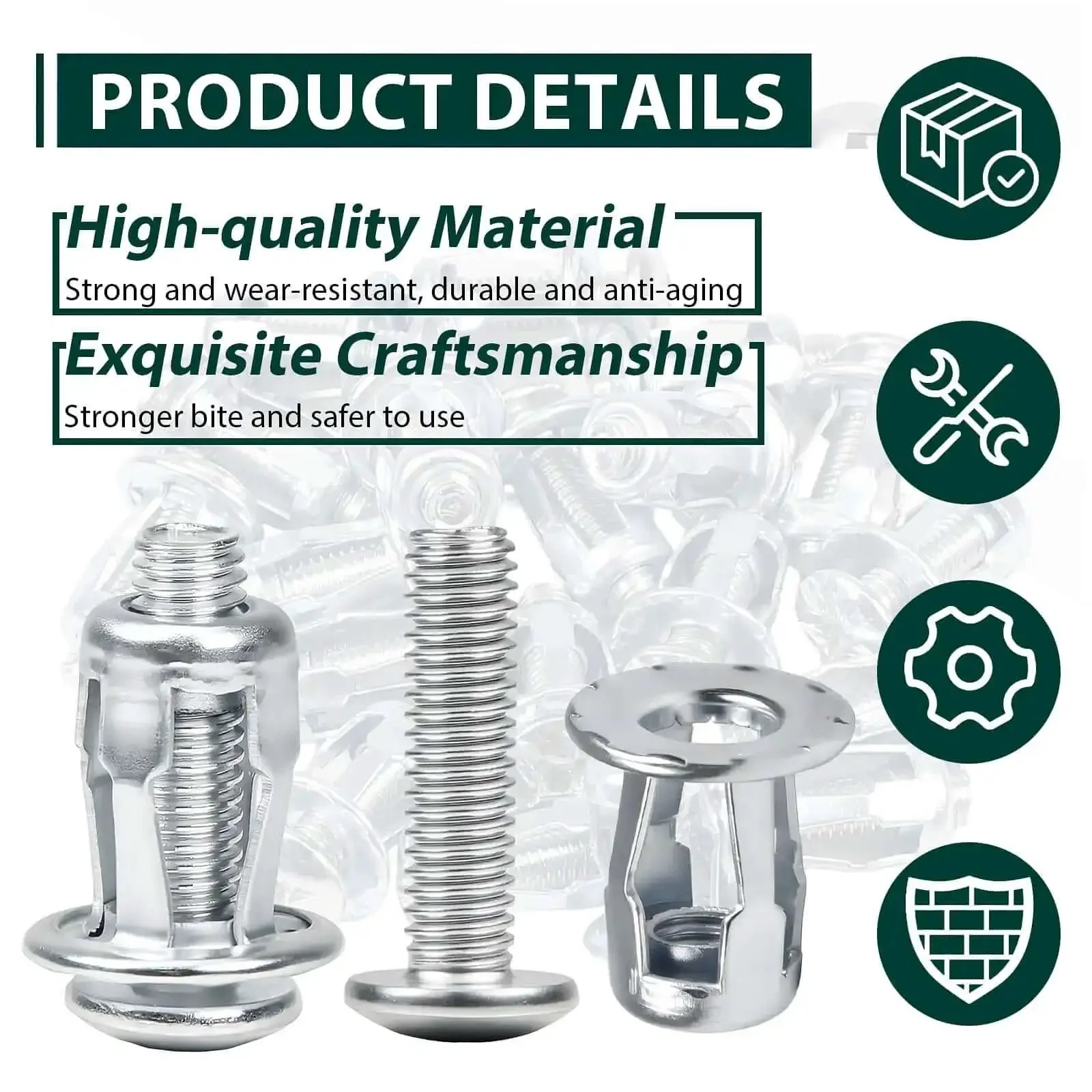 80 Piece Expansion Screw Petal Nut Kit For M4-20 M4-25 M5-25 M6-25 Sizes Galvanized Jack Nuts For License Plate Mounting Hollow Wall Sheet Metal And Billboard Installations DIY Friendly Hardware Set - Image 6