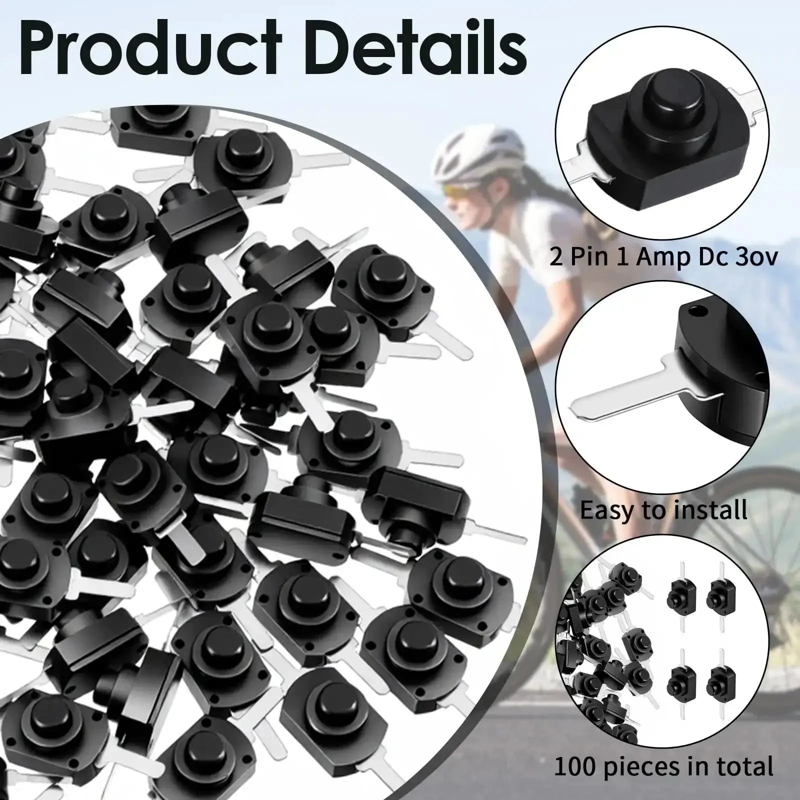 80 Piece Mini Latching Push Button Switch On Off Self Lock DC 30V 1A Black Micro Switch For DIY SMD Flashlights Type Light Lamps Wall Outlets And Projects - Image 6