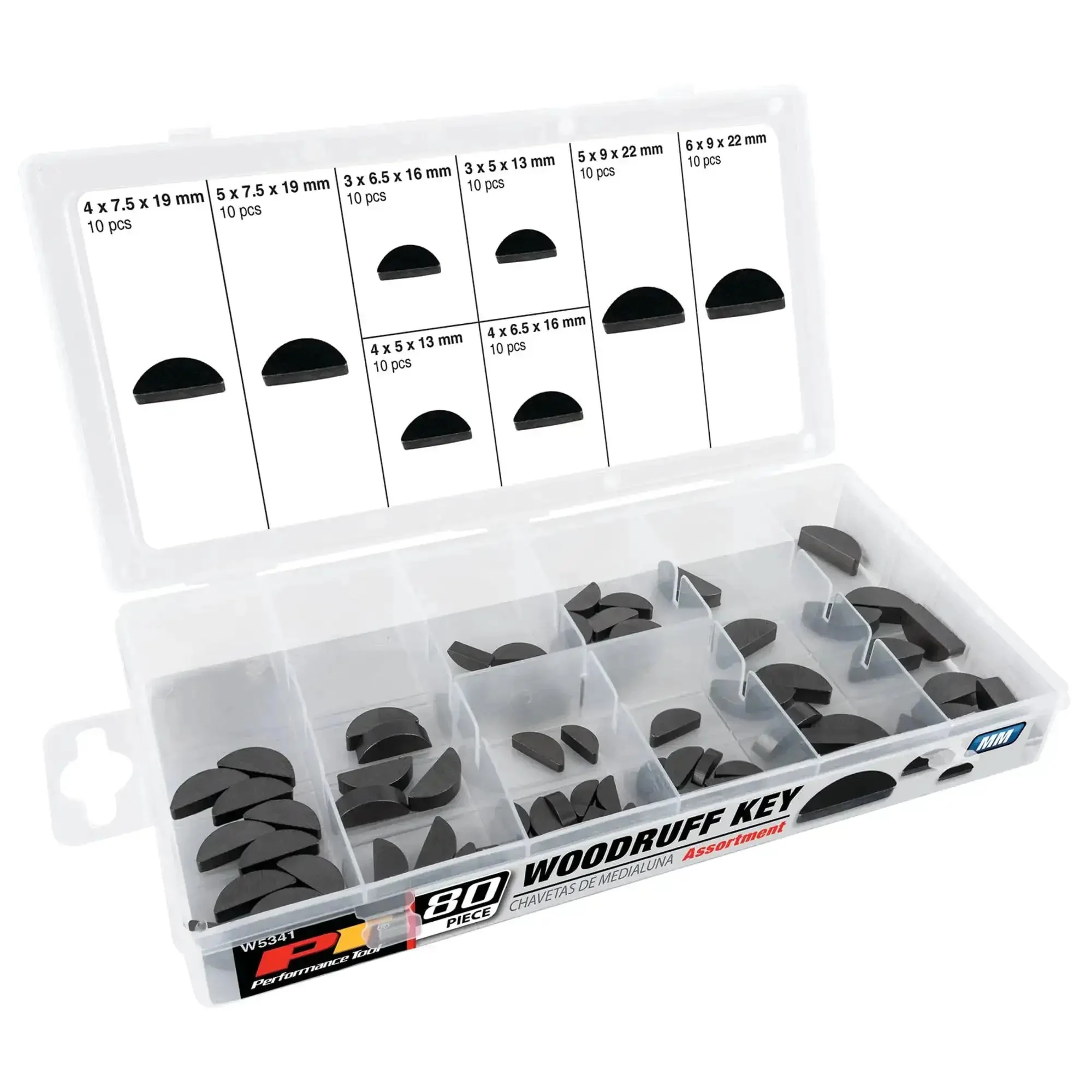 80 Piece Woodruff Key Assortment Metric Set With Eight Popular Sizes In A Resealable Case Built For Quick Repairs And Shop Flexibility For The Pro Hobbyist