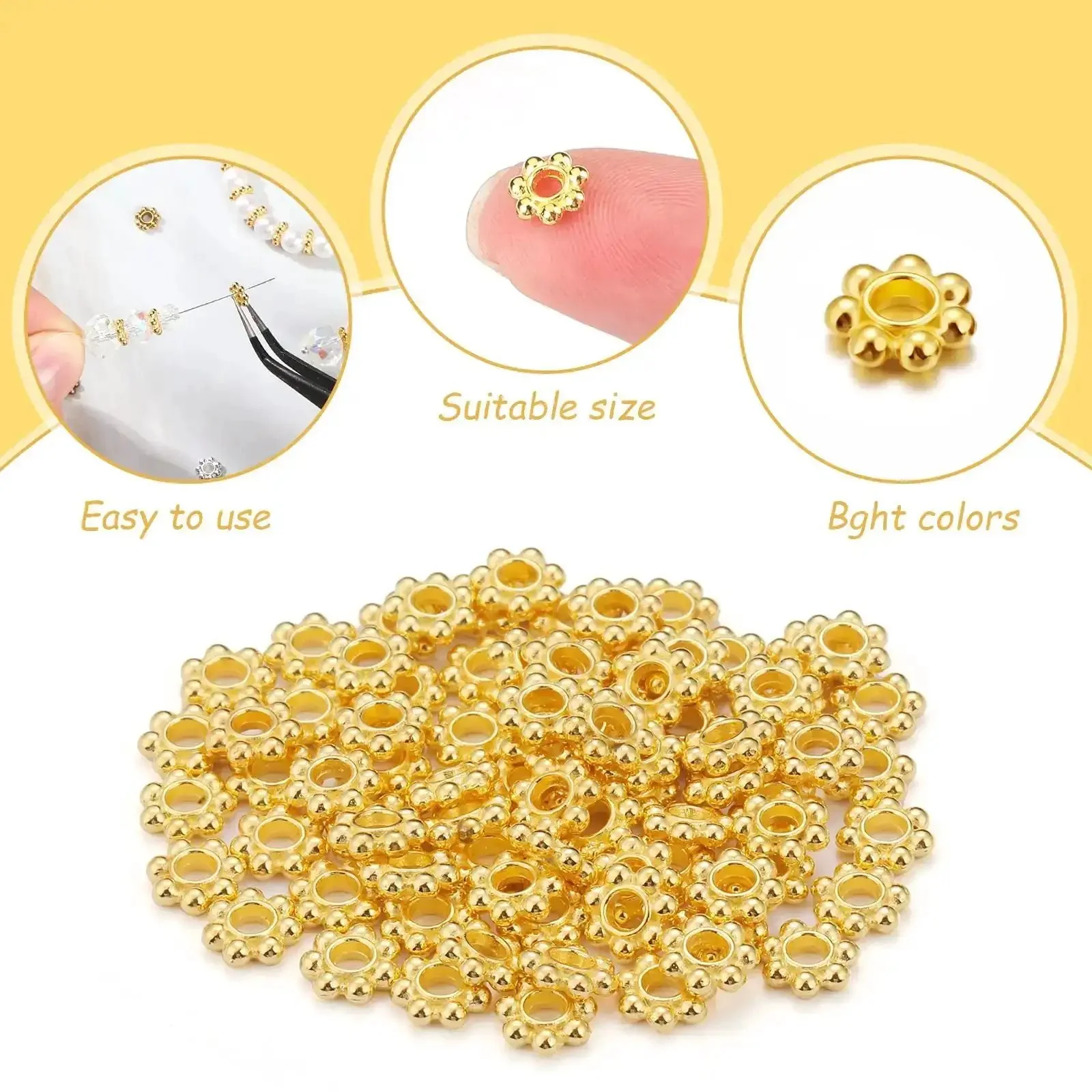 800 Pcs 6mm Flower Spacer Beads Multicolor Daisy Flower Metal Alloy Spacers For Bracelet Necklace And Earring Jewelry Making Large DIY Bead Craft Kit For Jewelry Enthusiasts - Image 7