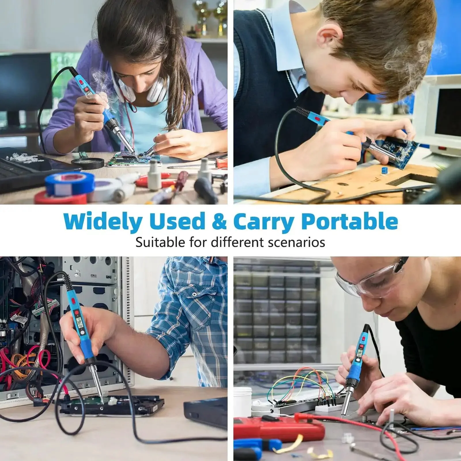 80W Digital Soldering Iron Kit With LCD Display, Ceramic Heater, Fast 20 Second Heat Up, Adjustable 180-480C, Pro Grade Portable Welding Tool Set With 5 Tips, Stand, Solder Wire, Sponge, Paste For DIY Electronics And Metal Repairs - Image 2