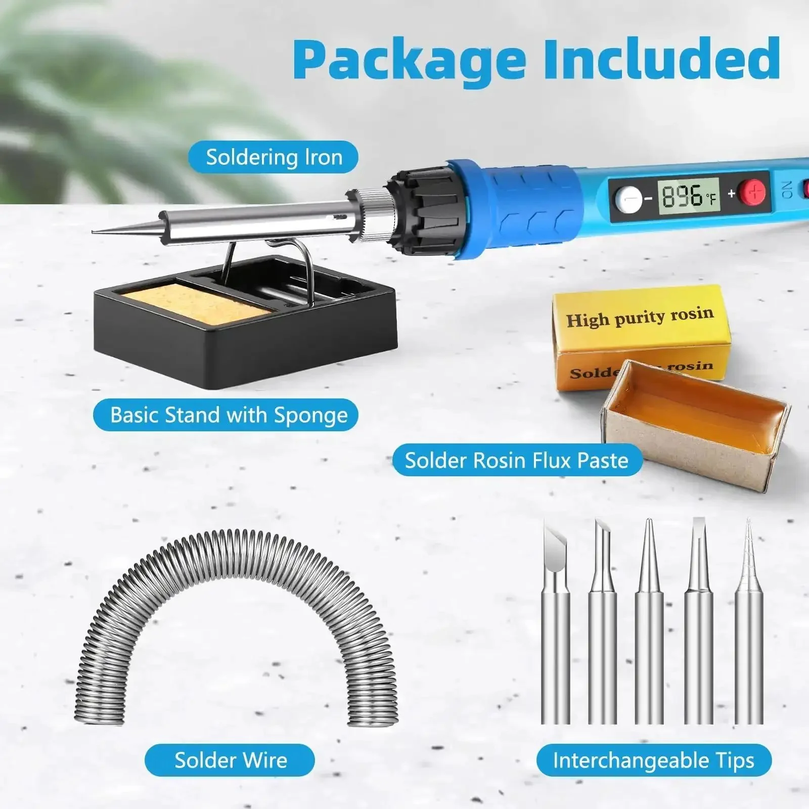 80W Digital Soldering Iron Kit With LCD Display, Ceramic Heater, Fast 20 Second Heat Up, Adjustable 180-480C, Pro Grade Portable Welding Tool Set With 5 Tips, Stand, Solder Wire, Sponge, Paste For DIY Electronics And Metal Repairs - Image 3