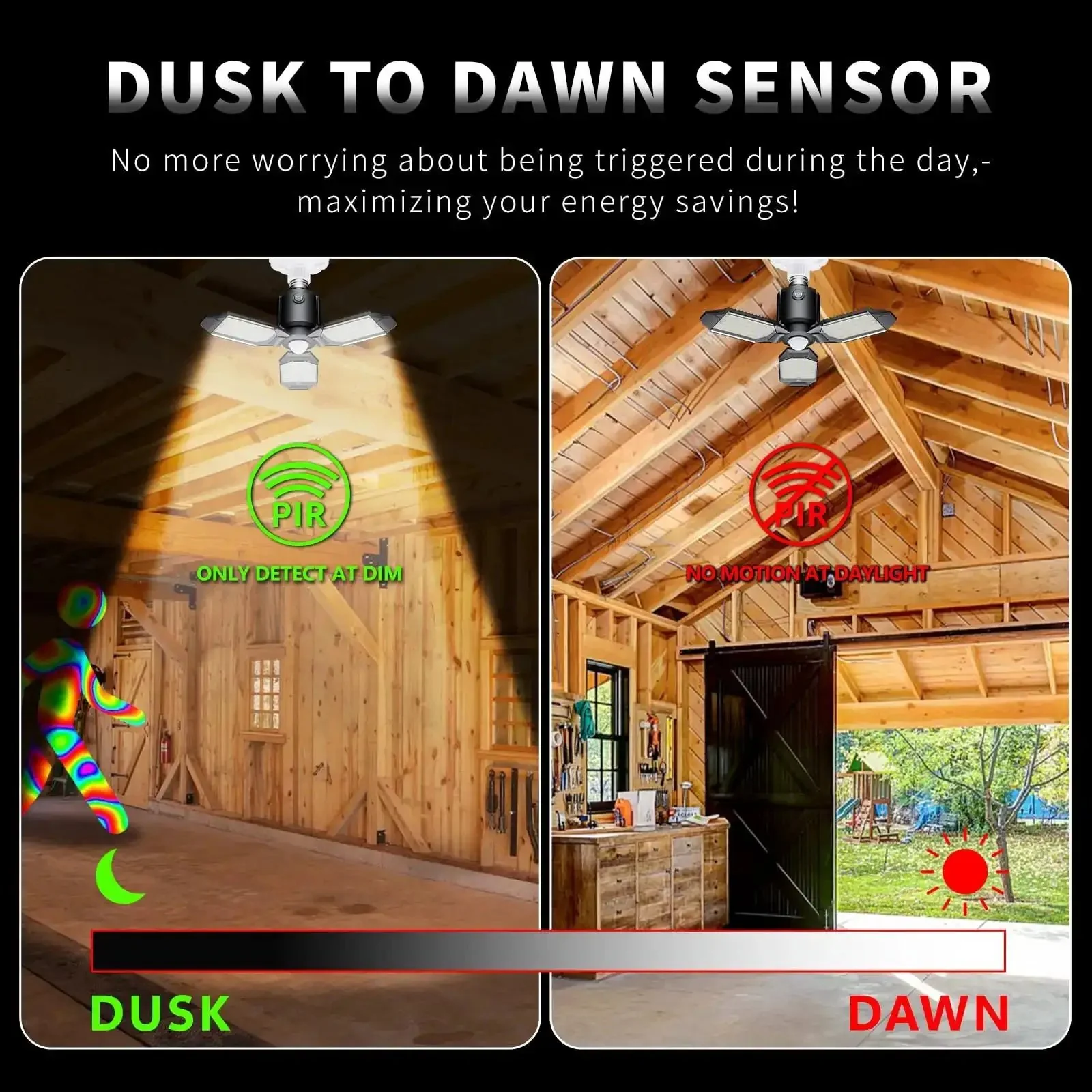 80W Motion Activated LED Shop Light With PIR Sensor For Garage Staircase Basement And Workshop Auto On When People Pass No False Triggers Go To Lighting Upgrade Easy Install 1 Pack - Image 6