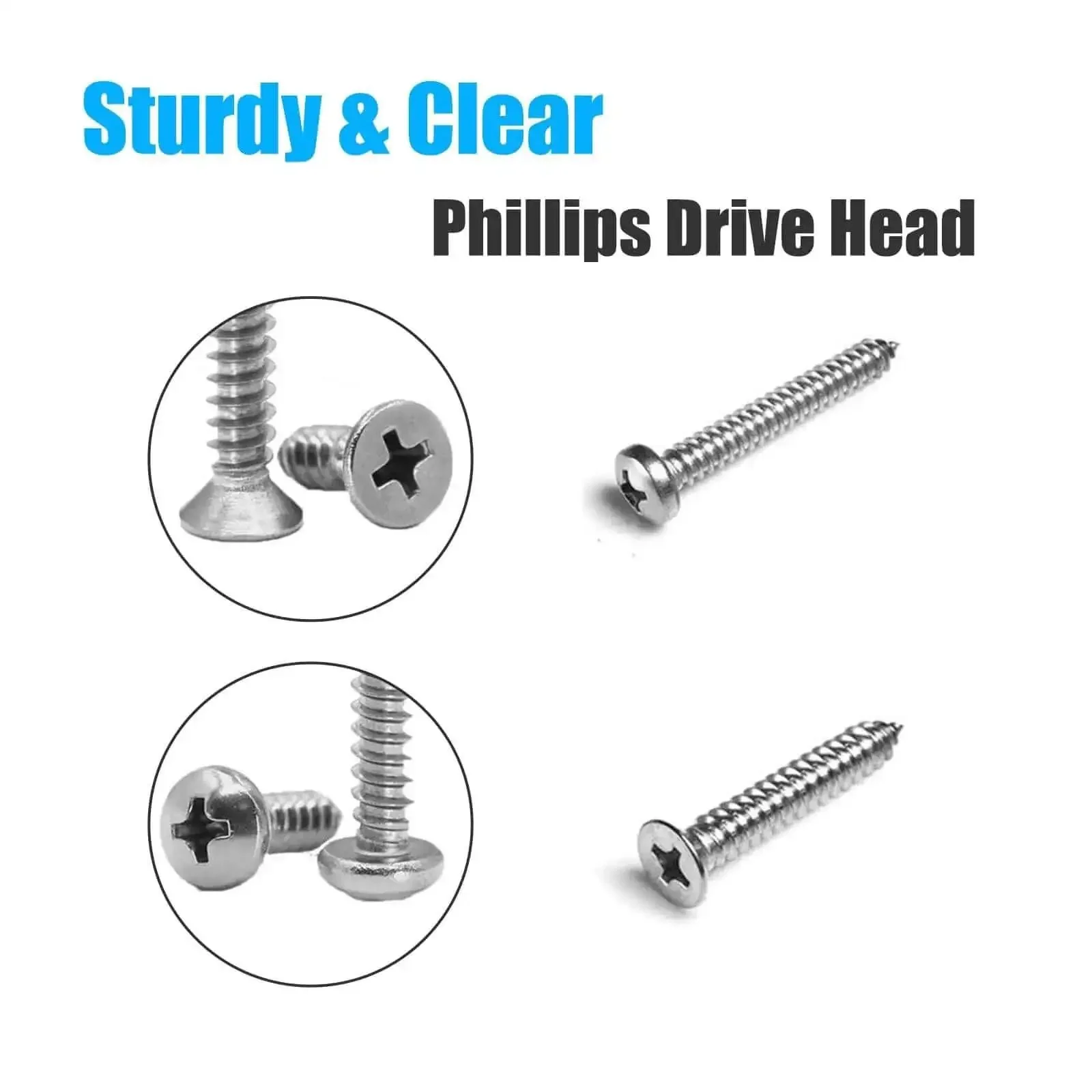 815 Piece Stainless Steel Self Tapping Screw Set With 24 Sizes M3 To M6 Including Flat Head Pan Head And Truss Head Phillips Drive 304 Grade Stainless Heavy Duty Assorted Kit For Decking Drywall Concrete And Sheet Metal Projects - Image 4