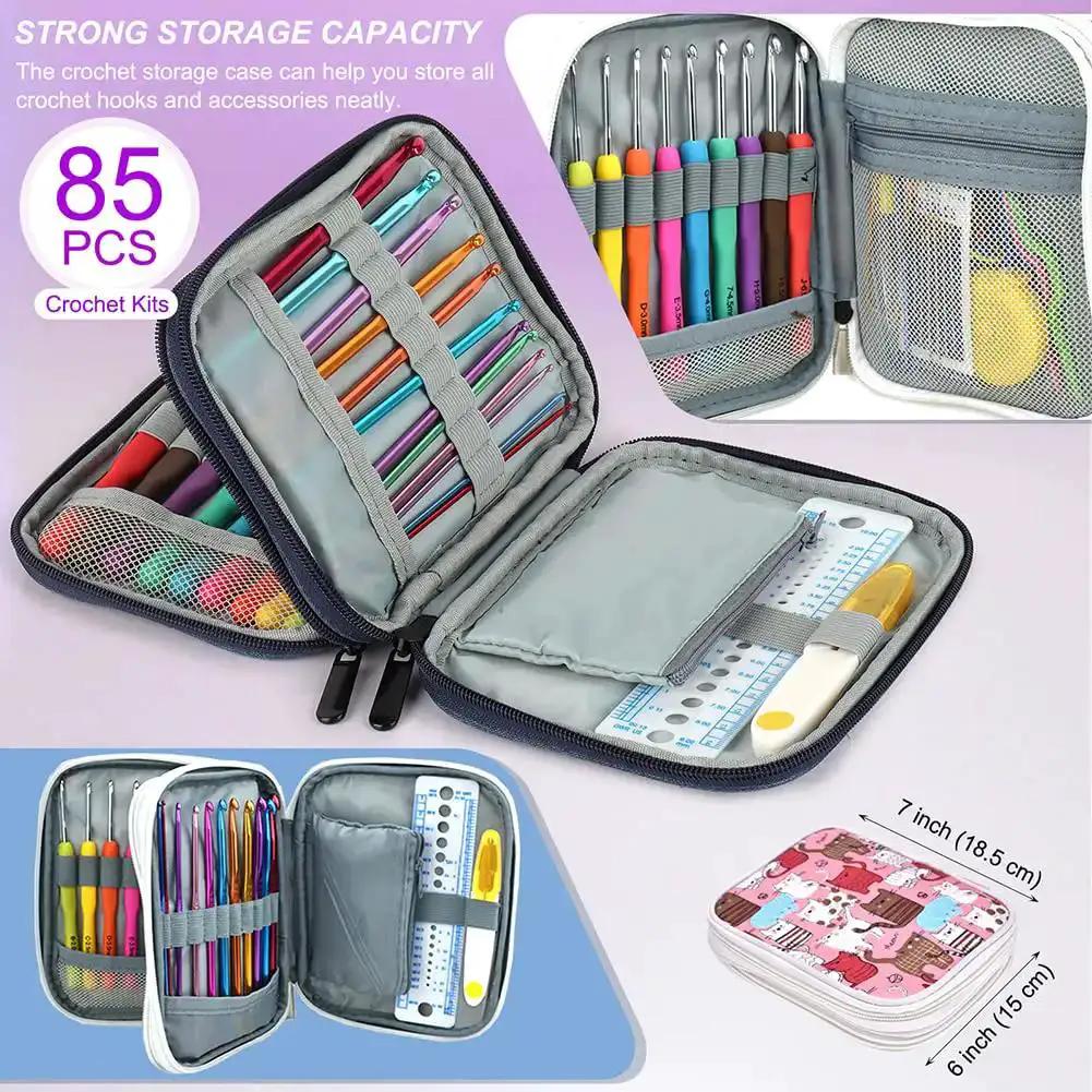 85-Piece Crochet Hooks Kit With Case, Ergonomic Hooks In Stainless And Aluminum, Stitch Markers, Locking Stitch Makers, Needles And Pro Tools For Beginners To Pros, Ultimate DIY Yarn Craft Set For Crochet, Knitting, And Weaving - Image 7