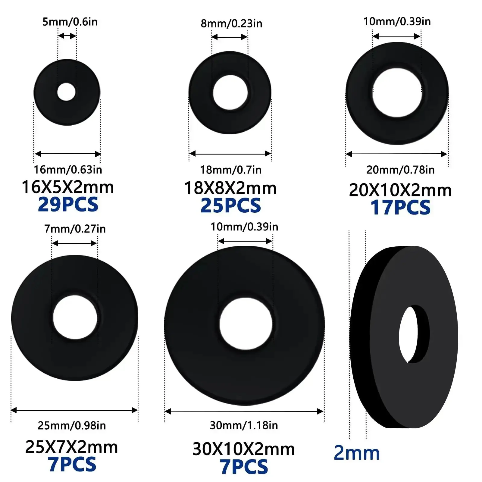 85 Piece Flat Rubber Washers Assortment Kit For DIY Fixes And Everyday Home Repairs With Five Sizes 16Mm X 5Mm, 18Mm X 8Mm, 20Mm X 10Mm, 25Mm X 7Mm, 30Mm X 10Mm Thick 2Mm Sealing Gaskets For Faucets, Hoses, Plumbing, Screws, Bolts And Shower Heads - Image 8