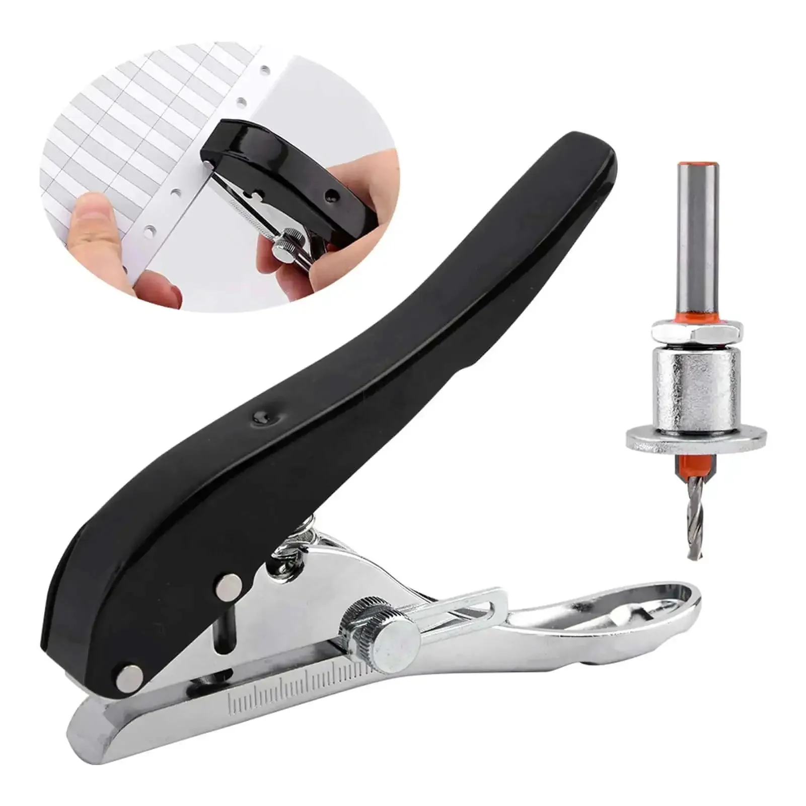 8mm Heavy Duty Hole Punch Set With Countersink Drill And Wrench, Handheld Edge Banding Tool For Photo Paper And PVC Cards, Built Tough With Steel Body And Hardened Alloy Bit, Easy Grip, Black - Image 9