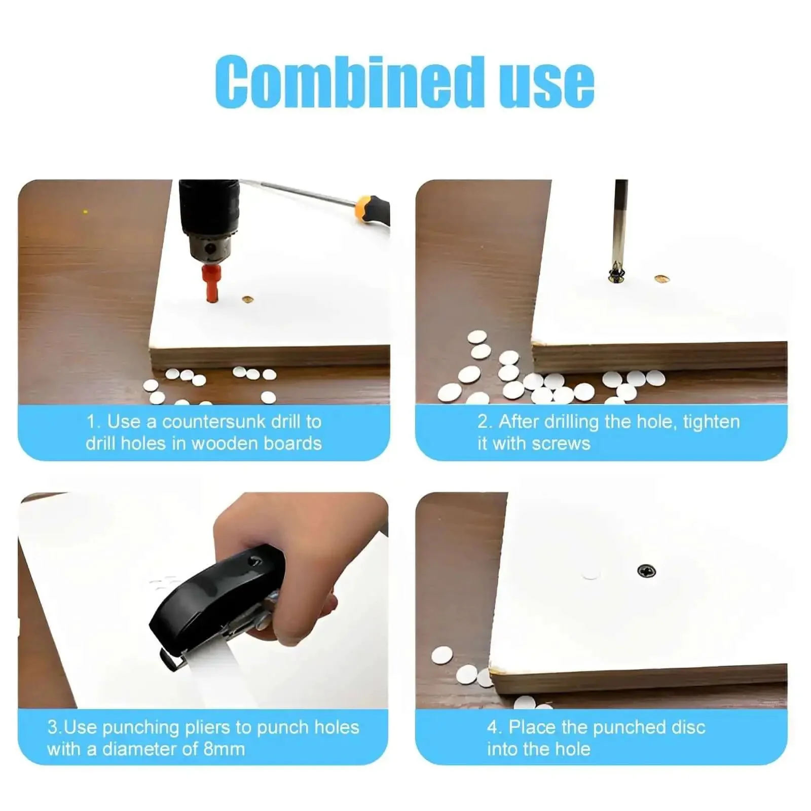 8mm Heavy Duty Hole Punch Tool For Paper And Card Projects, Portable Handheld Puncher With Edge Banding Capabilities And Countersunk Drill, Built Tough Metal Construction, Easy One Hand Operation - Image 3
